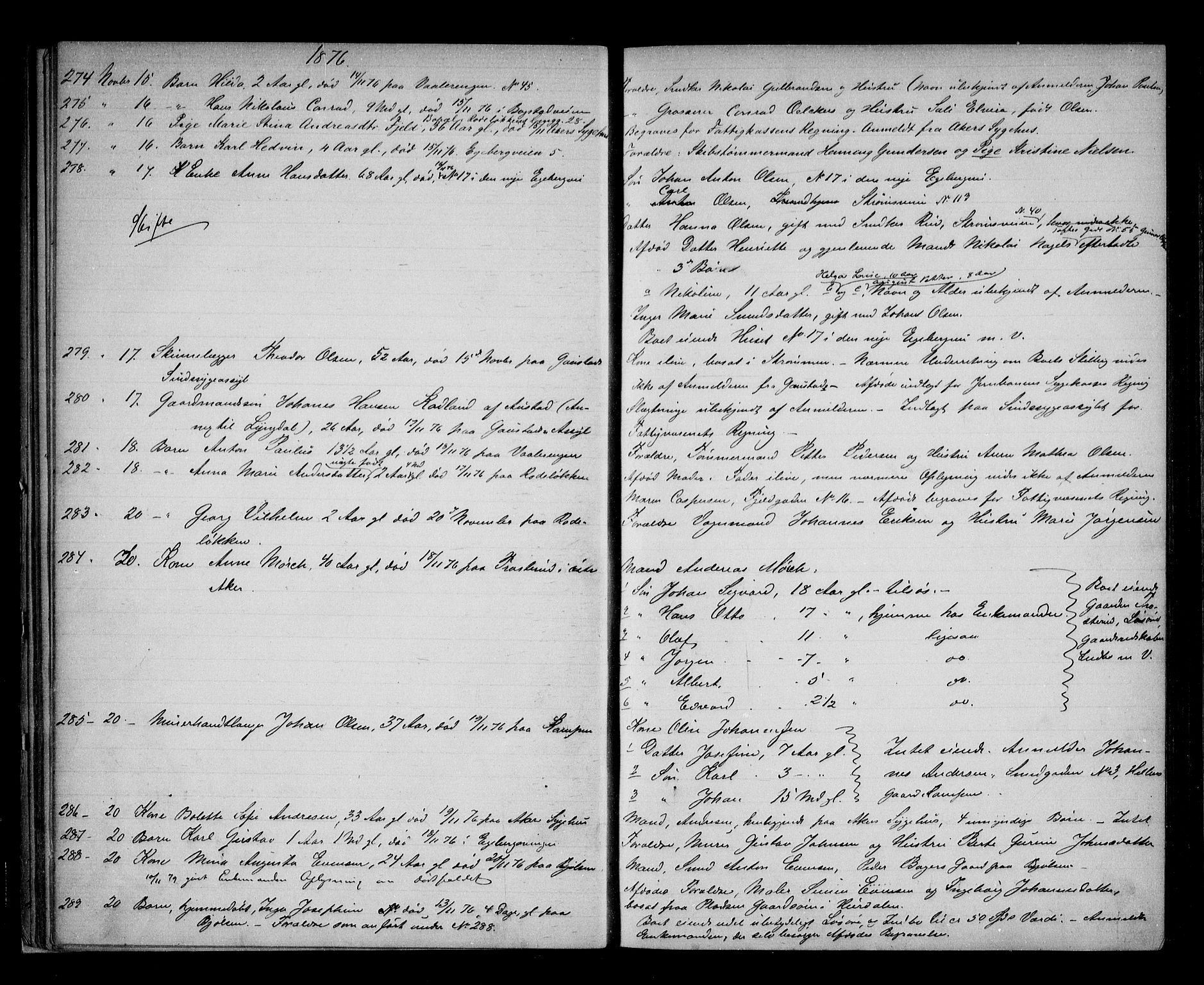 Aker sorenskriveri, SAO/A-10895/H/Ha/Haa/L0006: Dødsanmeldelsesprotokoll, 1876-1886