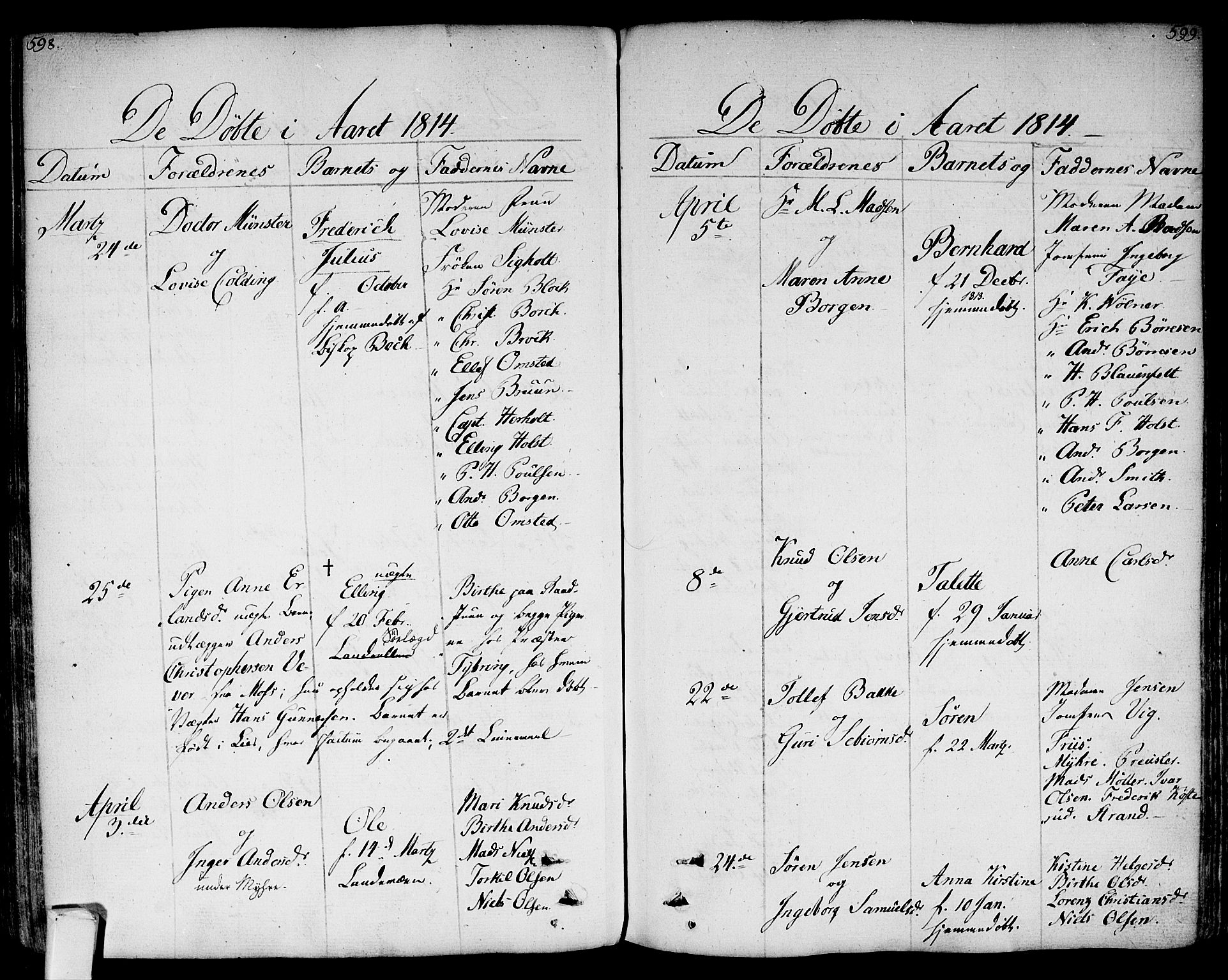 Bragernes kirkebøker, AV/SAKO-A-6/F/Fa/L0006a: Parish register (official) no. I 6, 1782-1814, p. 598-599