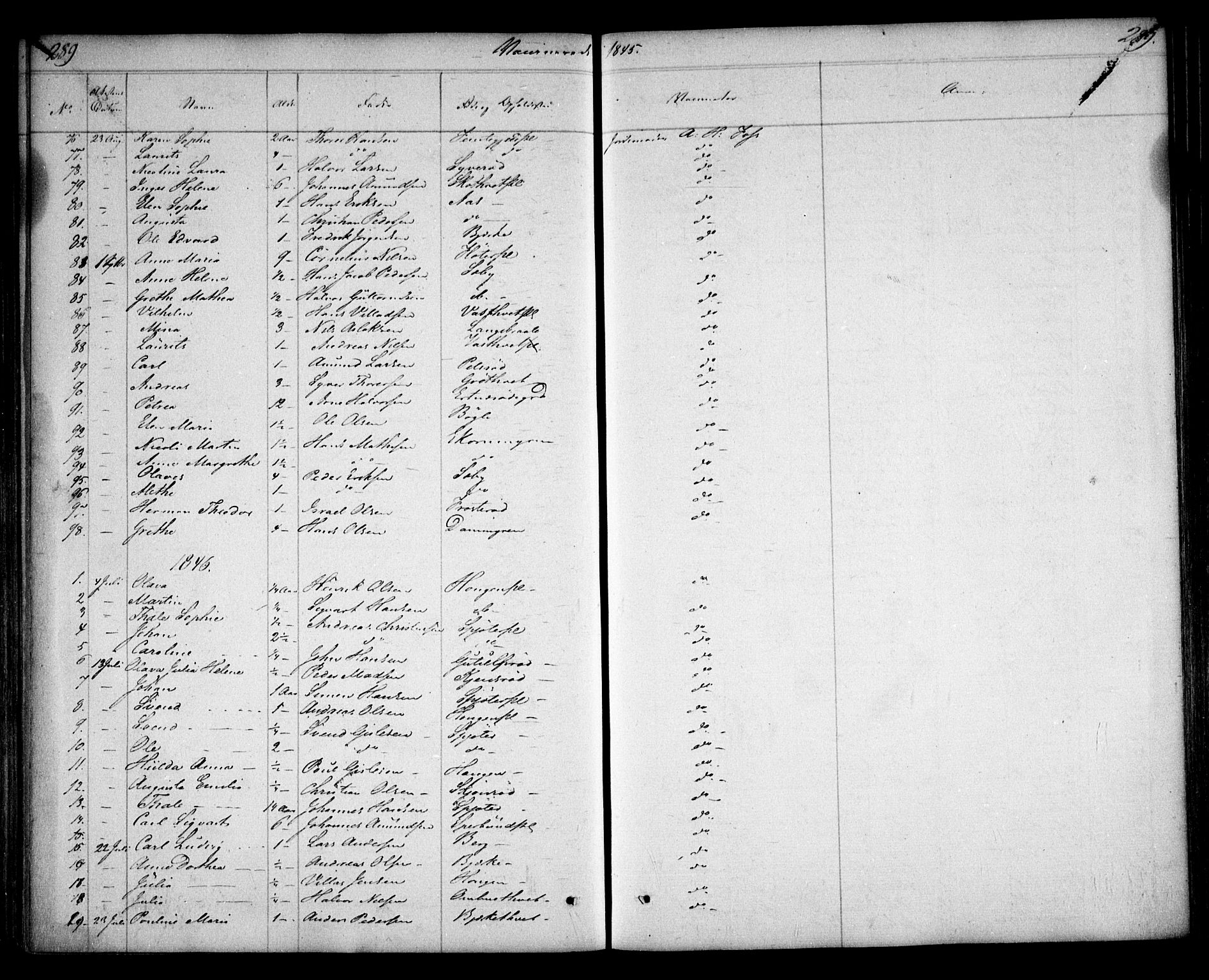 Våler prestekontor Kirkebøker, AV/SAO-A-11083/F/Fa/L0006: Parish register (official) no. I 6, 1840-1861, p. 289