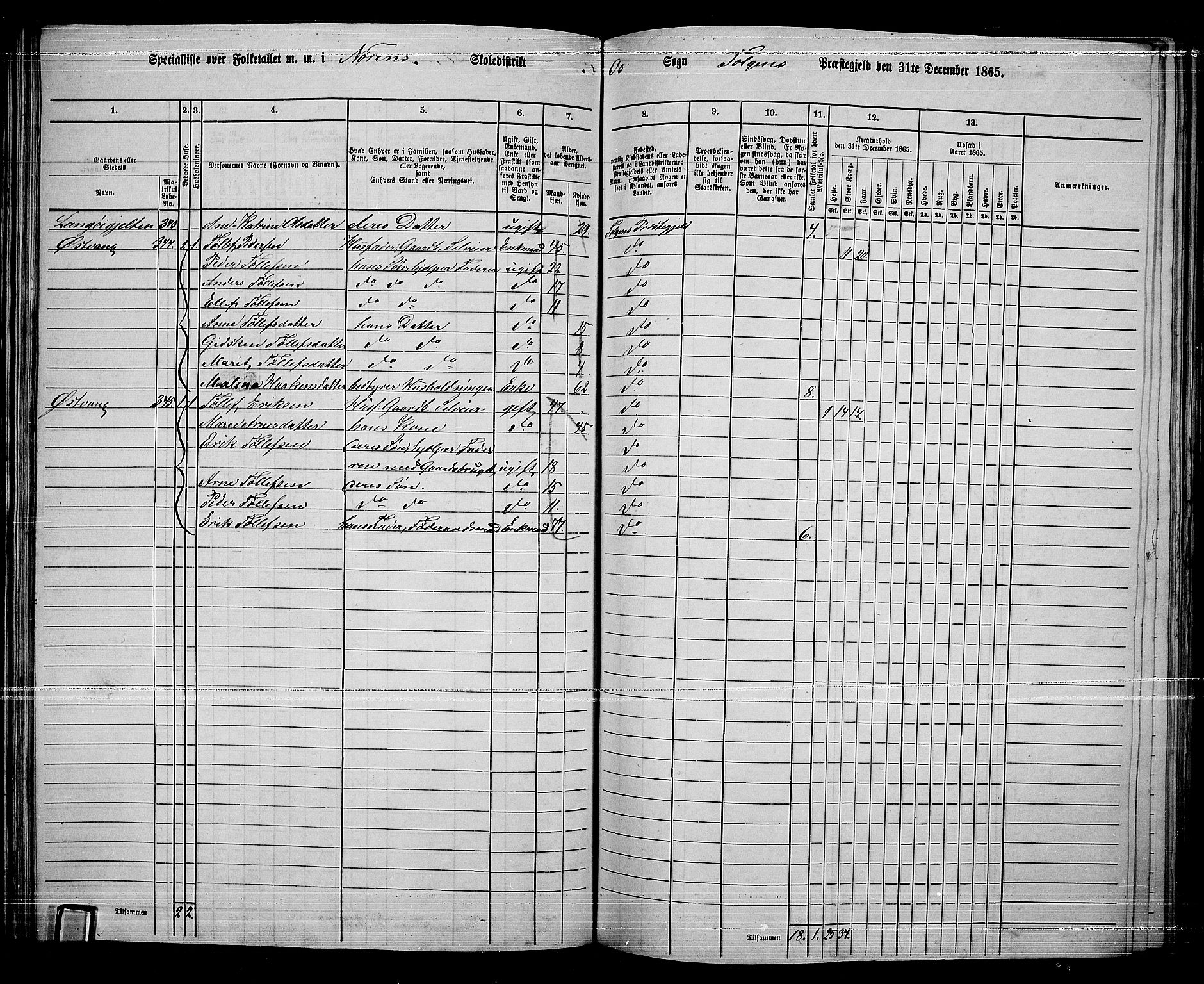 RA, 1865 census for Tolga, 1865, p. 105