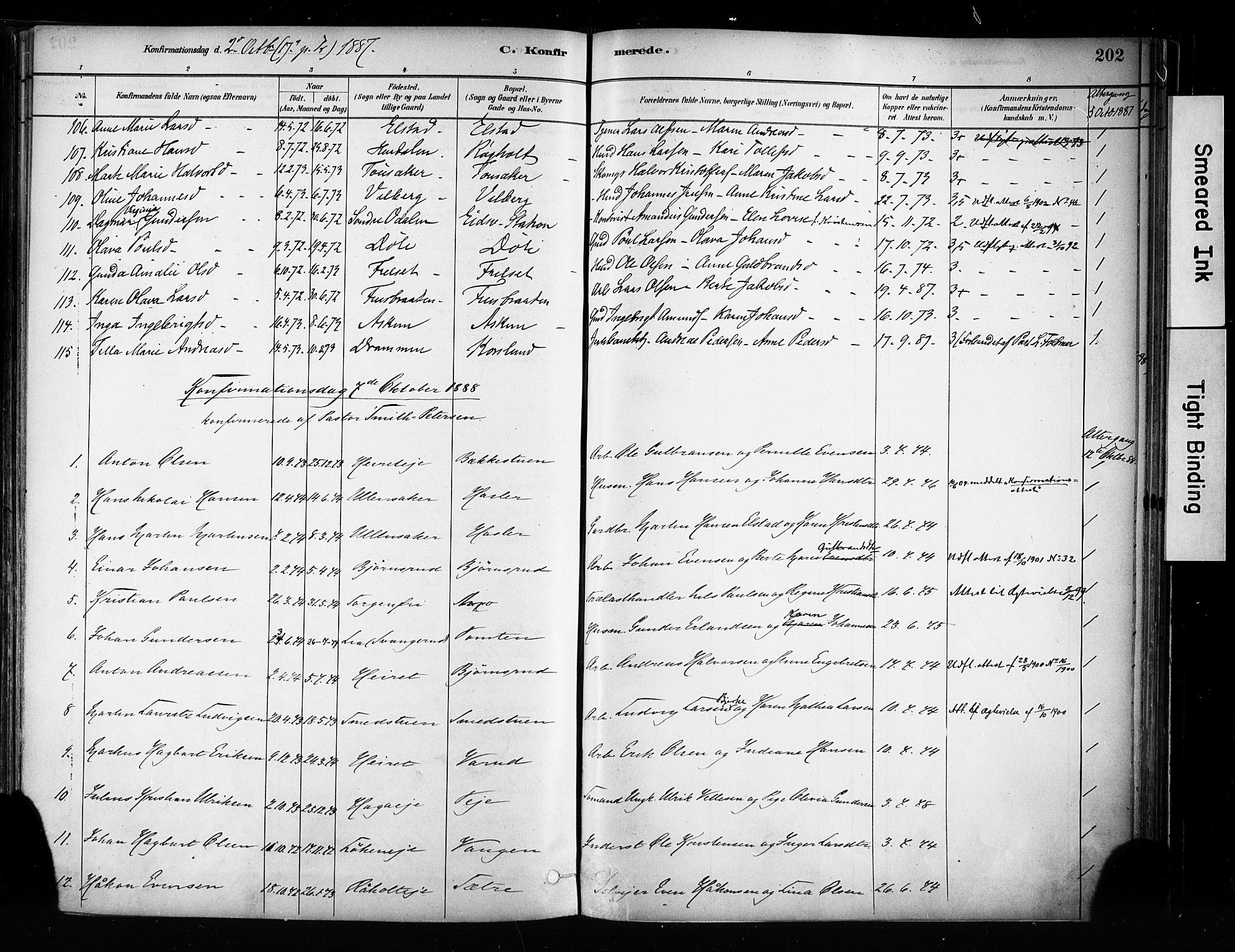 Eidsvoll prestekontor Kirkebøker, SAO/A-10888/F/Fa/L0002: Parish register (official) no. I 2, 1882-1895, p. 202