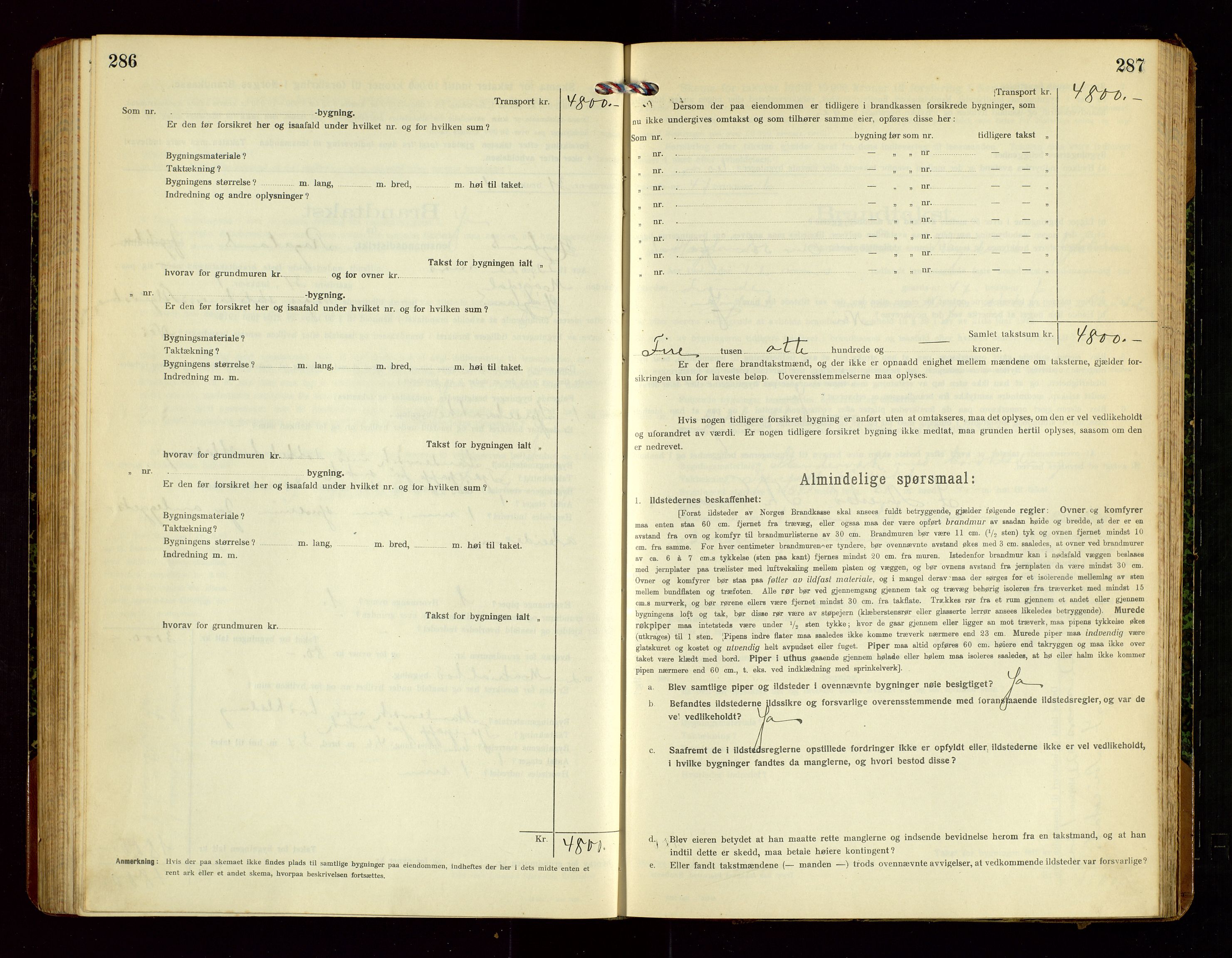 Høyland/Sandnes lensmannskontor, AV/SAST-A-100166/Gob/L0003: "Brandtakstprotokol", 1918-1924, p. 286-287