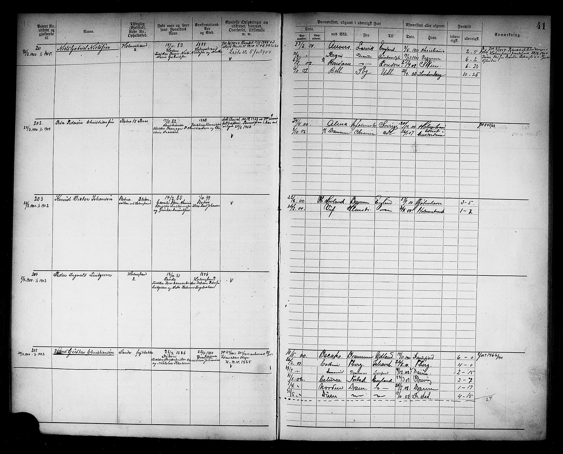 Holmestrand innrulleringskontor, AV/SAKO-A-1151/F/Fb/L0002: Annotasjonsrulle, 1894-1911, p. 44