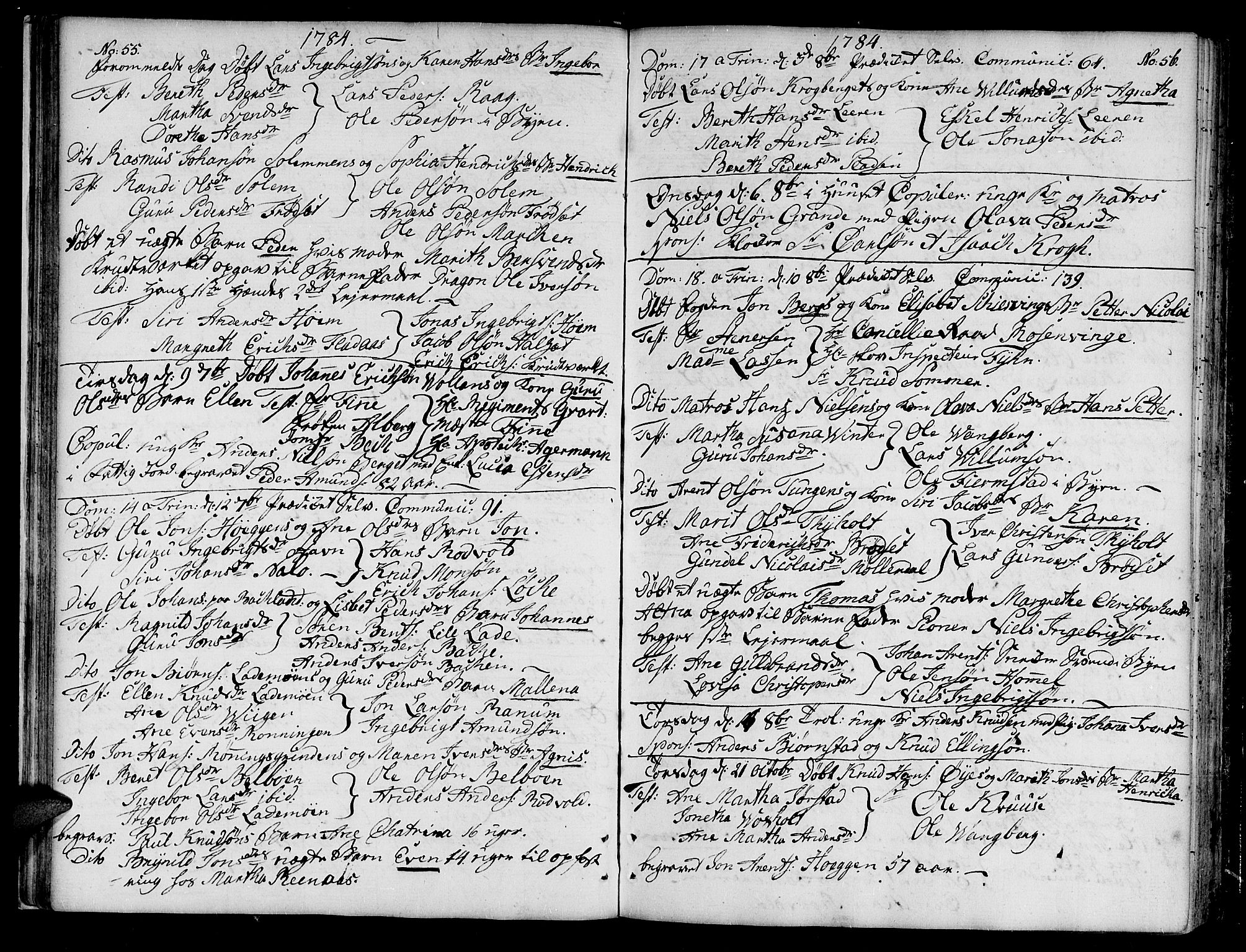 Ministerialprotokoller, klokkerbøker og fødselsregistre - Sør-Trøndelag, SAT/A-1456/604/L0180: Parish register (official) no. 604A01, 1780-1797, p. 55-56