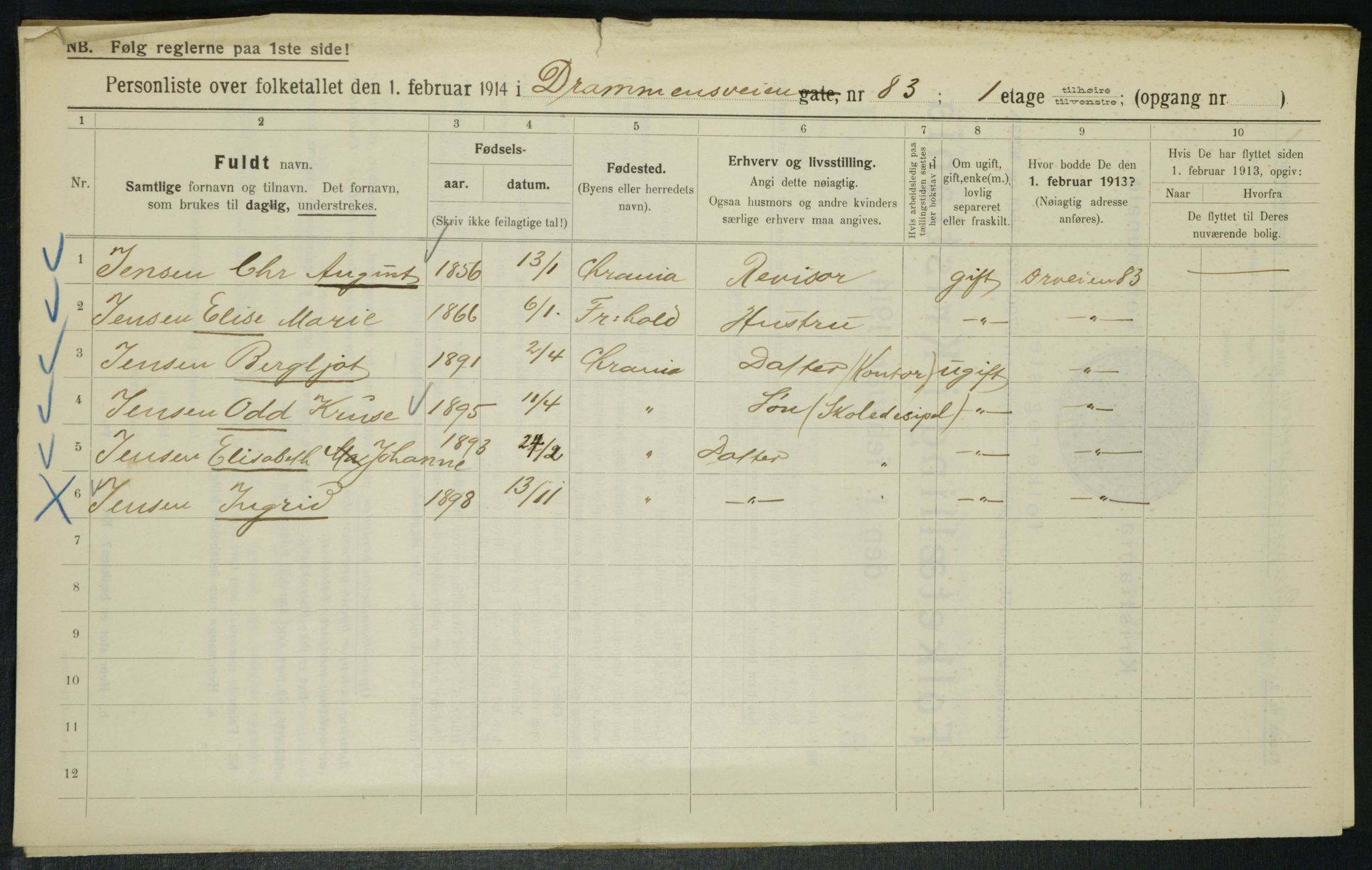 OBA, Municipal Census 1914 for Kristiania, 1914, p. 17081