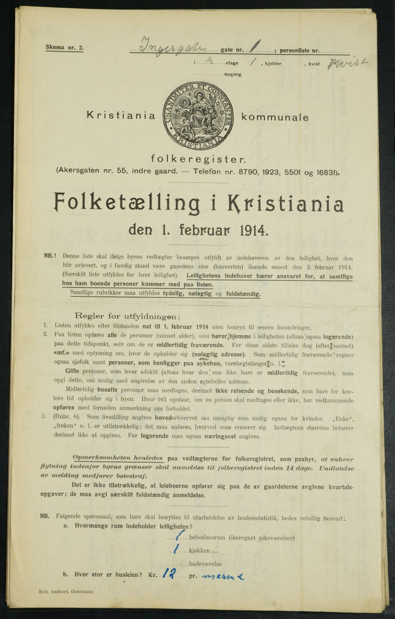 OBA, Municipal Census 1914 for Kristiania, 1914, p. 43933