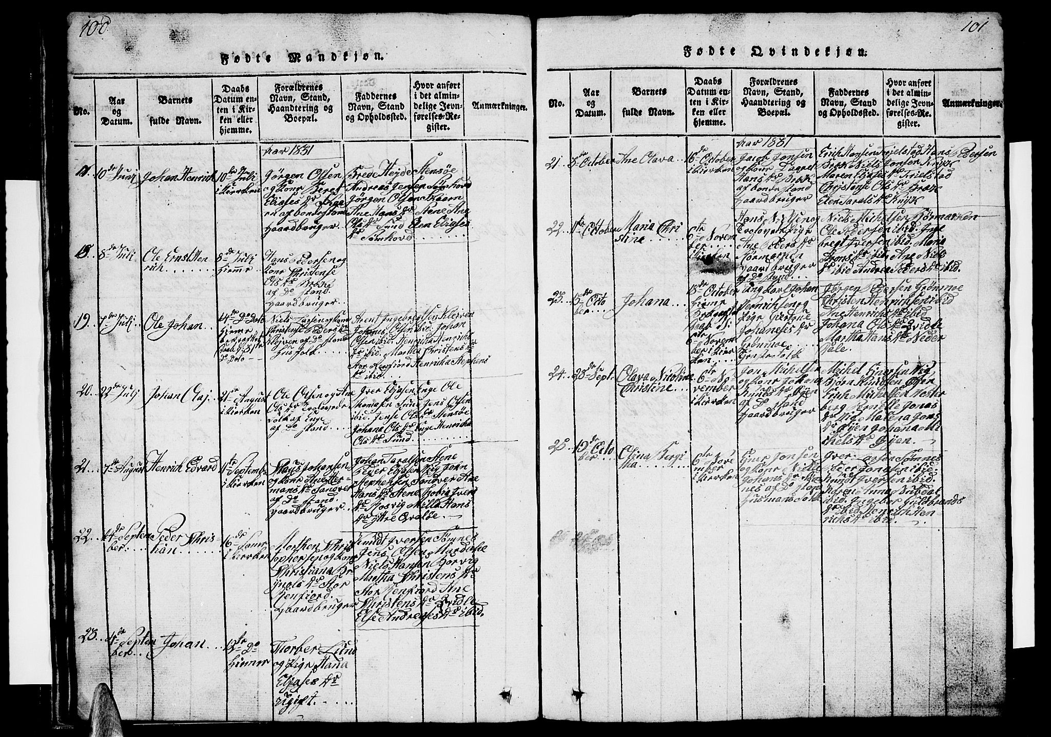 Ministerialprotokoller, klokkerbøker og fødselsregistre - Nordland, AV/SAT-A-1459/812/L0186: Parish register (copy) no. 812C04, 1820-1849, p. 100-101