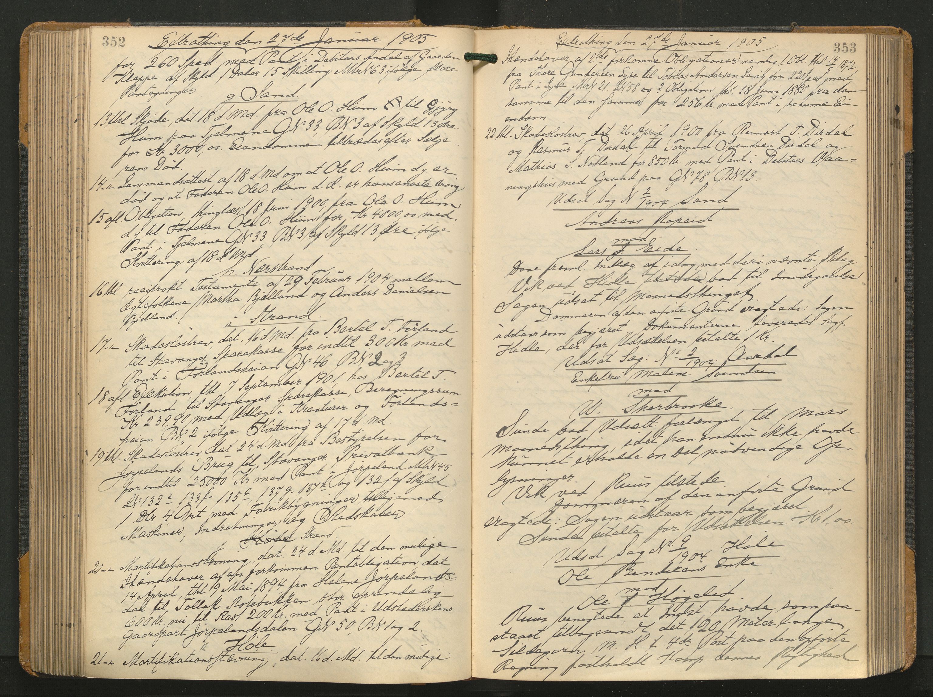 Ryfylke tingrett, AV/SAST-A-100055/001/I/IB/IB0/L0021: Tingbok, Ryfylke, 1903-1906, p. 352-353