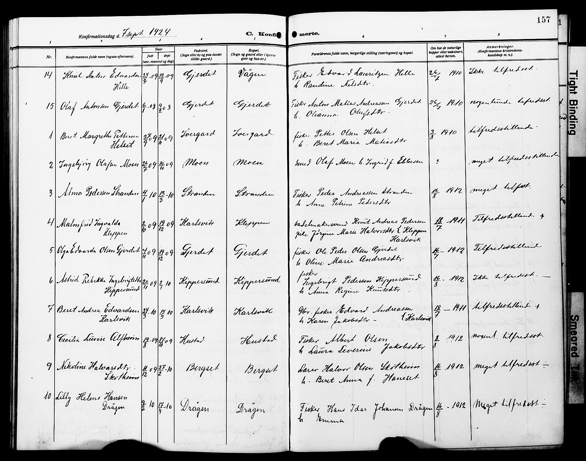 Ministerialprotokoller, klokkerbøker og fødselsregistre - Møre og Romsdal, SAT/A-1454/566/L0774: Parish register (copy) no. 566C03, 1910-1929, p. 157