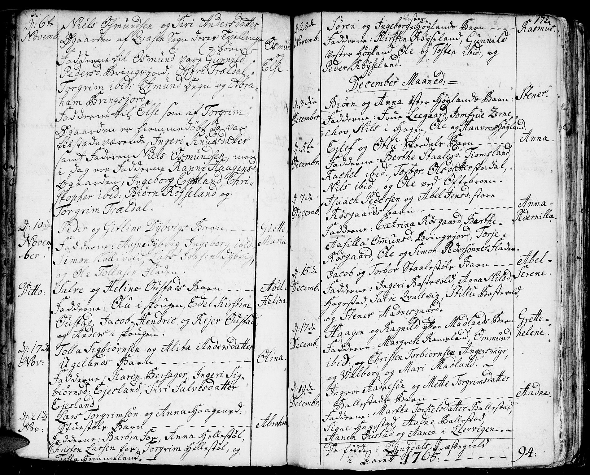 Lyngdal sokneprestkontor, SAK/1111-0029/F/Fa/Fac/L0001: Parish register (official) no. A 1, 1727-1779, p. 172