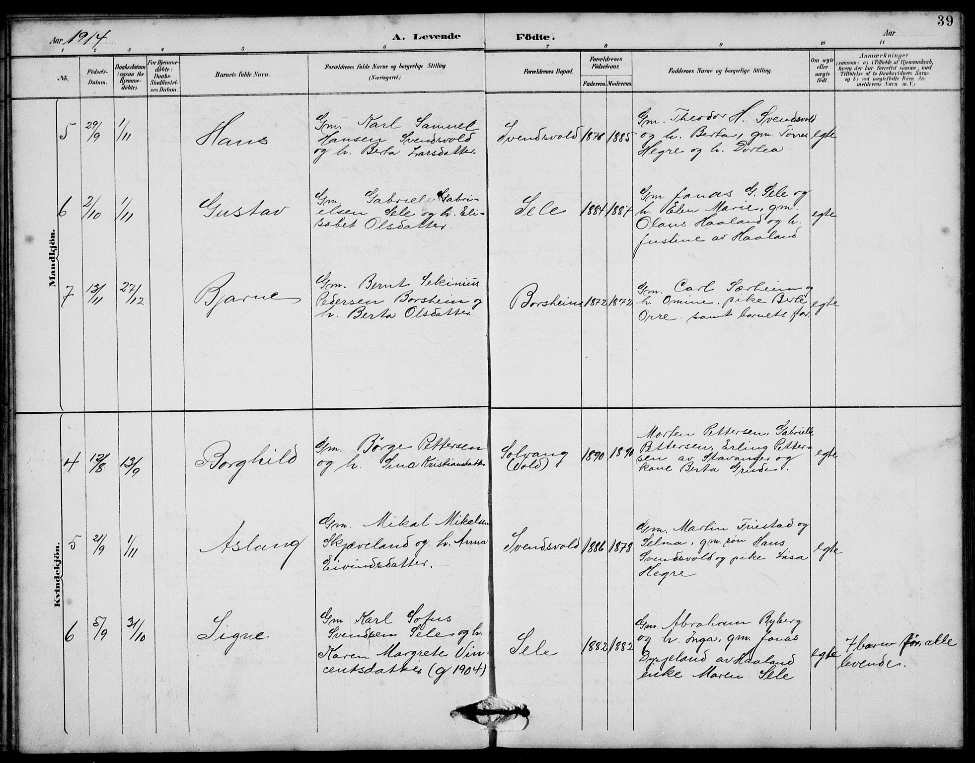 Klepp sokneprestkontor, AV/SAST-A-101803/001/3/30BB/L0006: Parish register (copy) no. B 6, 1889-1936, p. 39