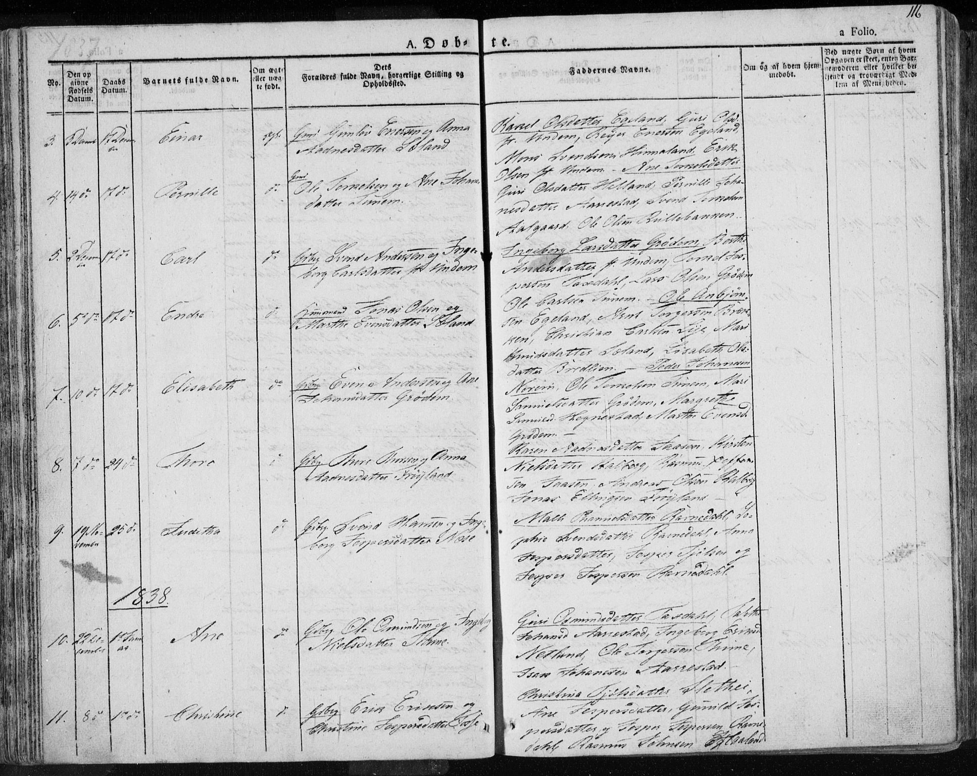 Lye sokneprestkontor, AV/SAST-A-101794/001/30BA/L0004: Parish register (official) no. A 4, 1826-1841, p. 116