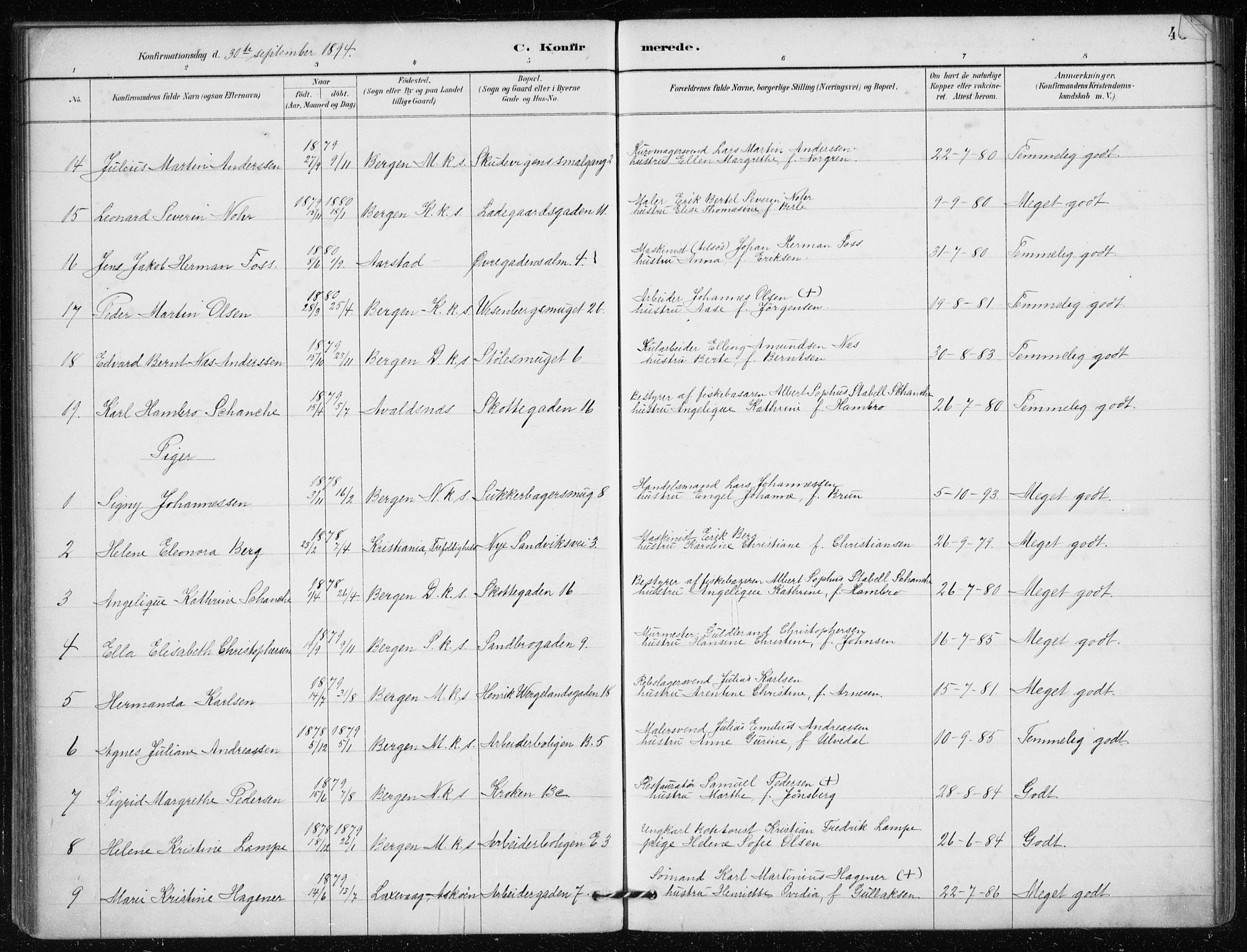 Mariakirken Sokneprestembete, AV/SAB-A-76901/H/Haa/L0013: Parish register (official) no. C 1, 1889-1900, p. 43