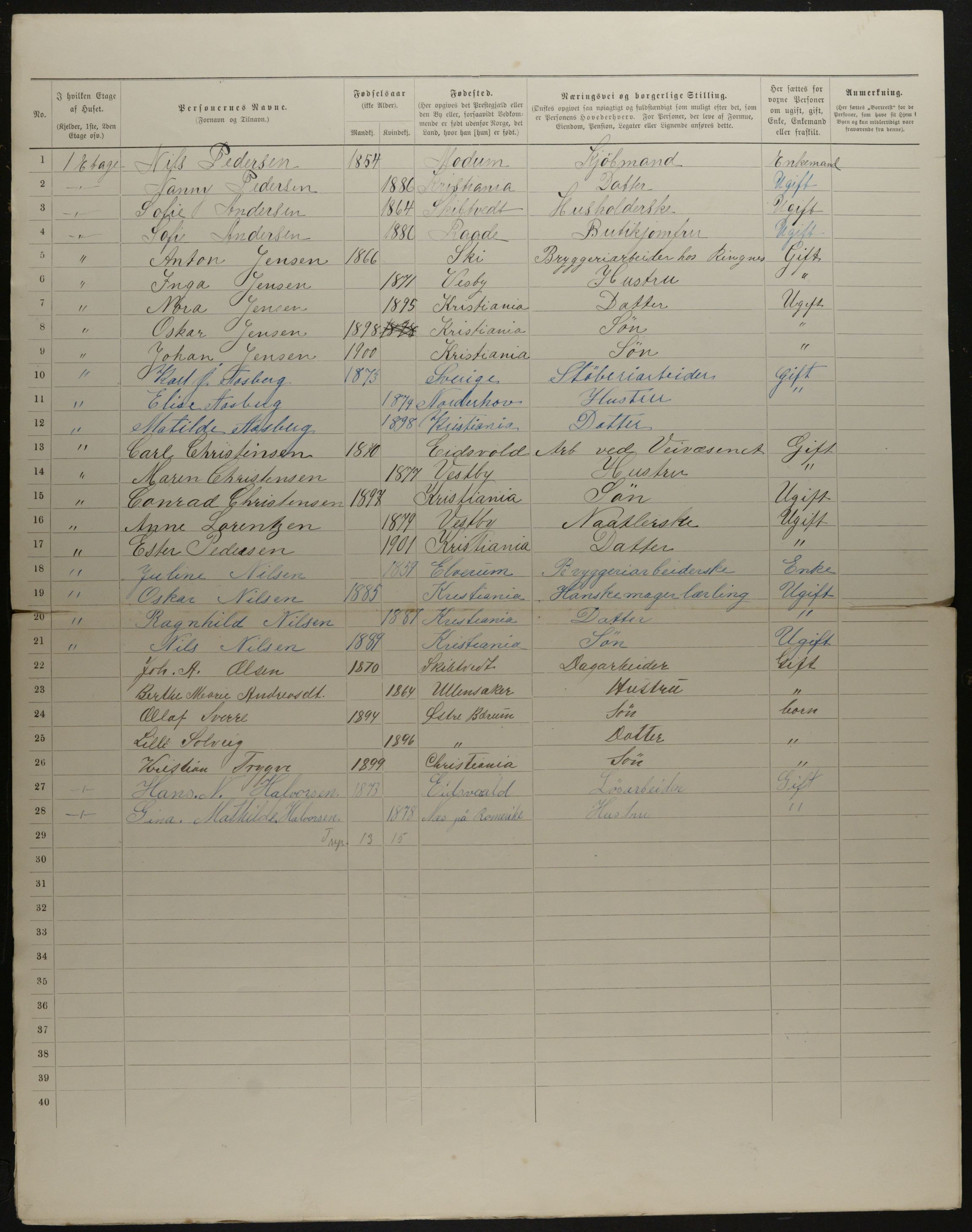 OBA, Municipal Census 1901 for Kristiania, 1901, p. 16790