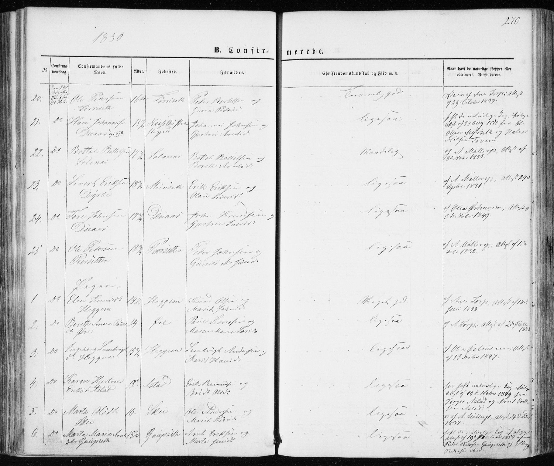 Ministerialprotokoller, klokkerbøker og fødselsregistre - Møre og Romsdal, AV/SAT-A-1454/586/L0984: Parish register (official) no. 586A10, 1844-1856, p. 270