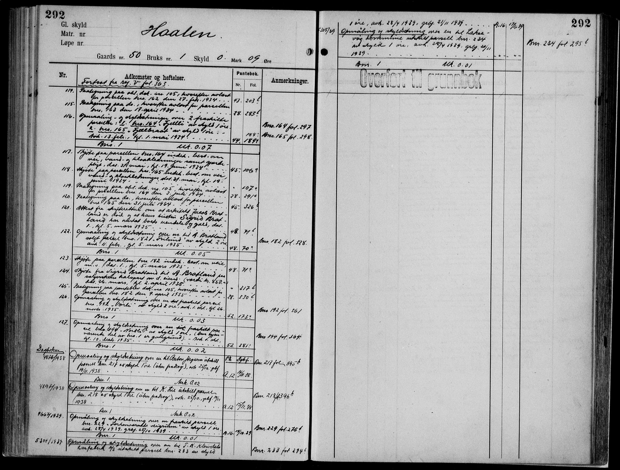 Midhordland sorenskriveri, AV/SAB-A-3001/1/G/Ga/Gab/L0112: Mortgage register no. II.A.b.112, p. 292