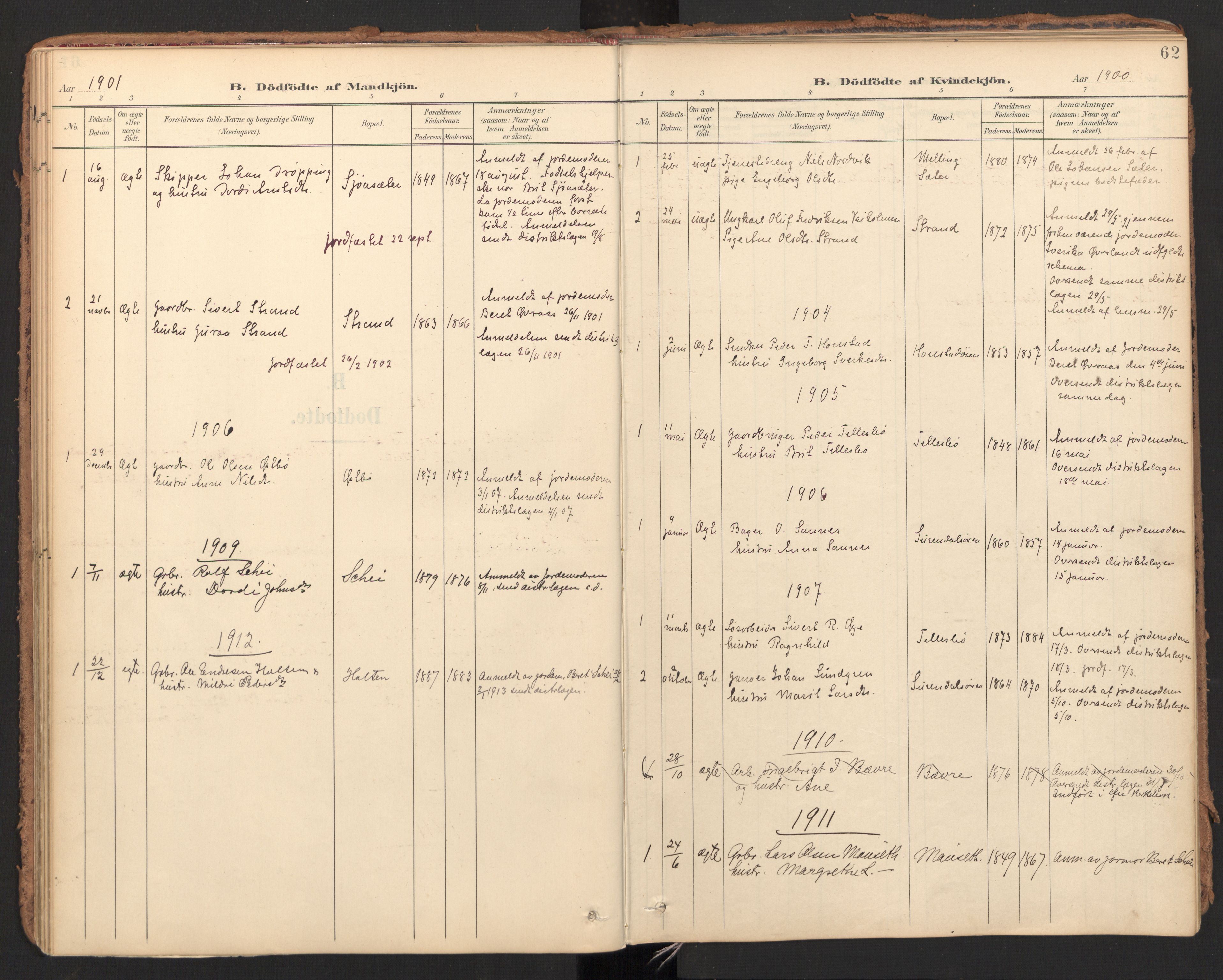 Ministerialprotokoller, klokkerbøker og fødselsregistre - Møre og Romsdal, SAT/A-1454/596/L1057: Parish register (official) no. 596A02, 1900-1917, p. 62