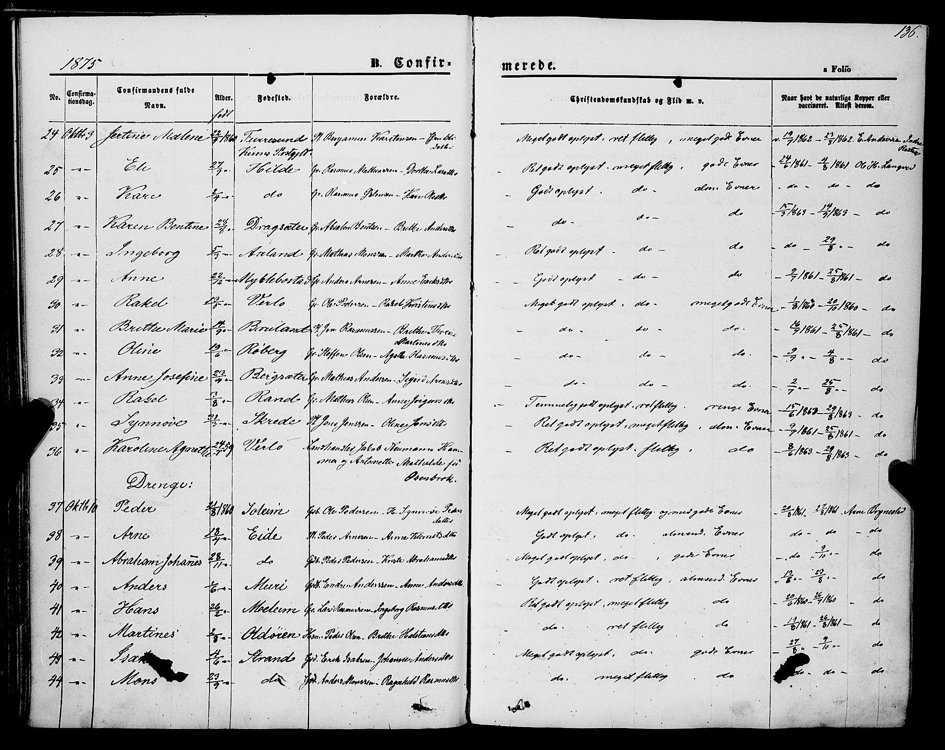 Innvik sokneprestembete, AV/SAB-A-80501: Parish register (official) no. A 6, 1865-1878, p. 136