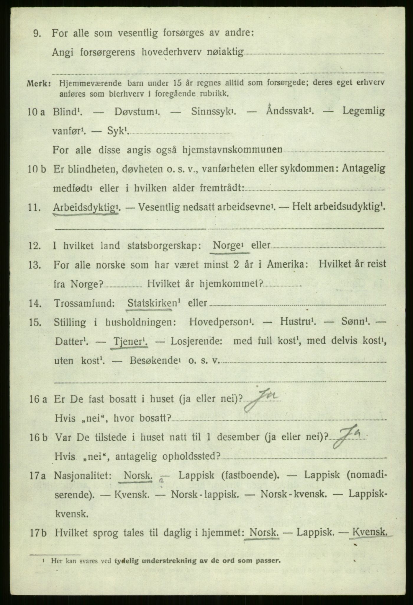SATØ, 1920 census for Nordreisa, 1920, p. 2910