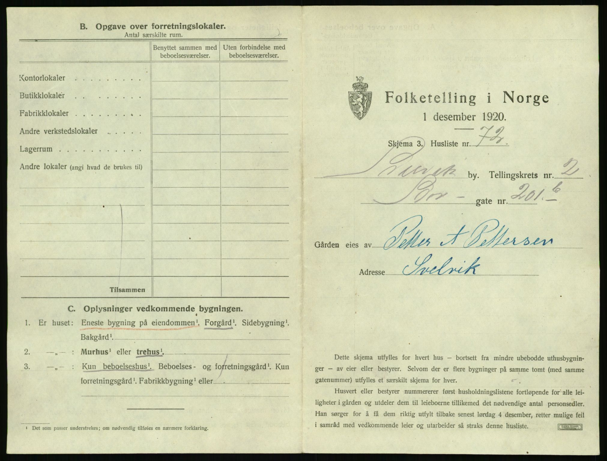 SAKO, 1920 census for Svelvik, 1920, p. 419