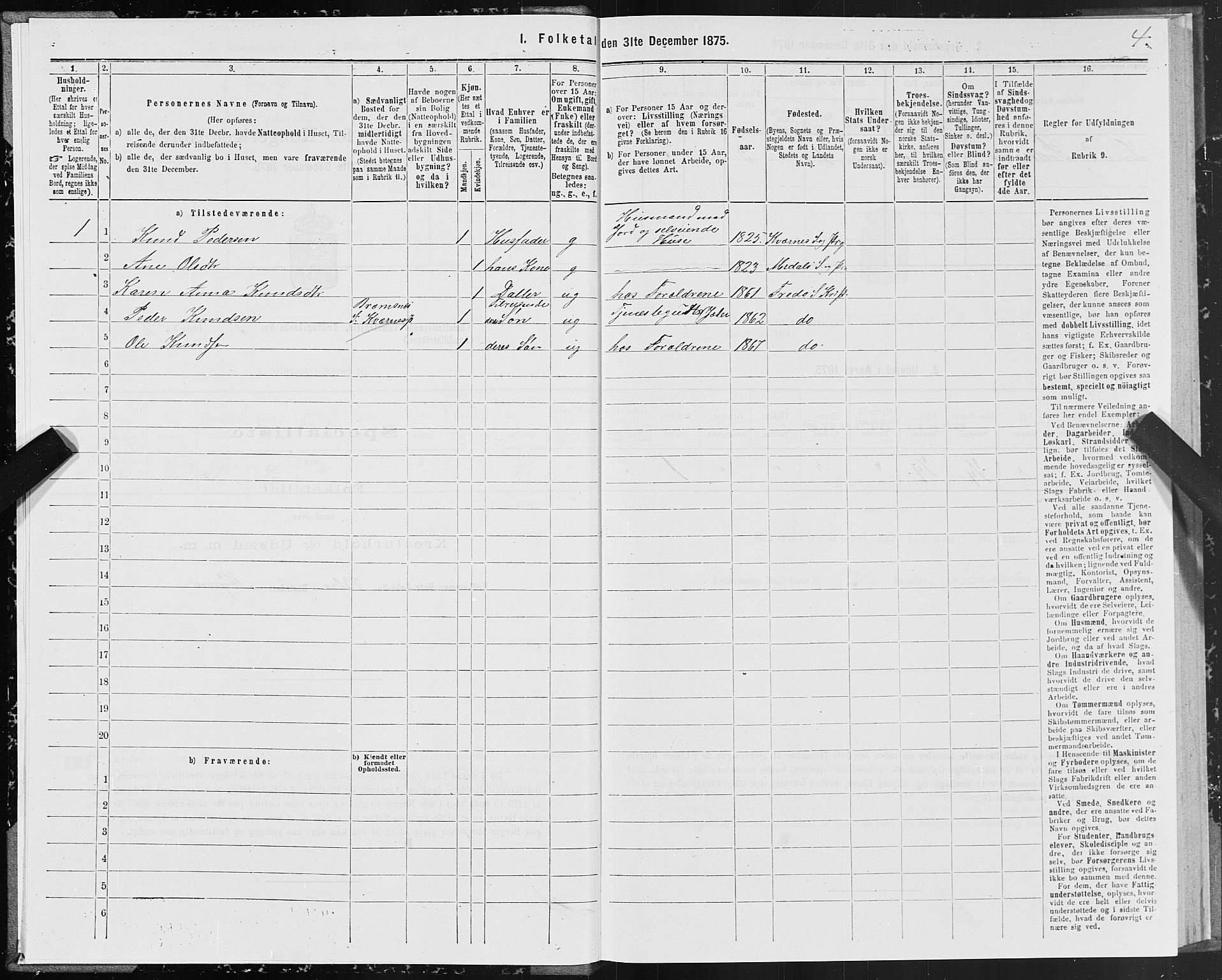 SAT, 1875 census for 1556L Kristiansund/Frei og Grip, 1875, p. 2004