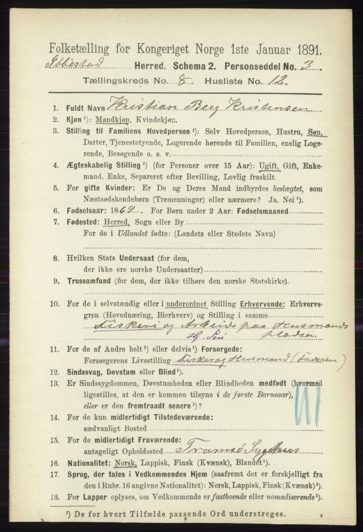 RA, 1891 census for 1917 Ibestad, 1891, p. 5305