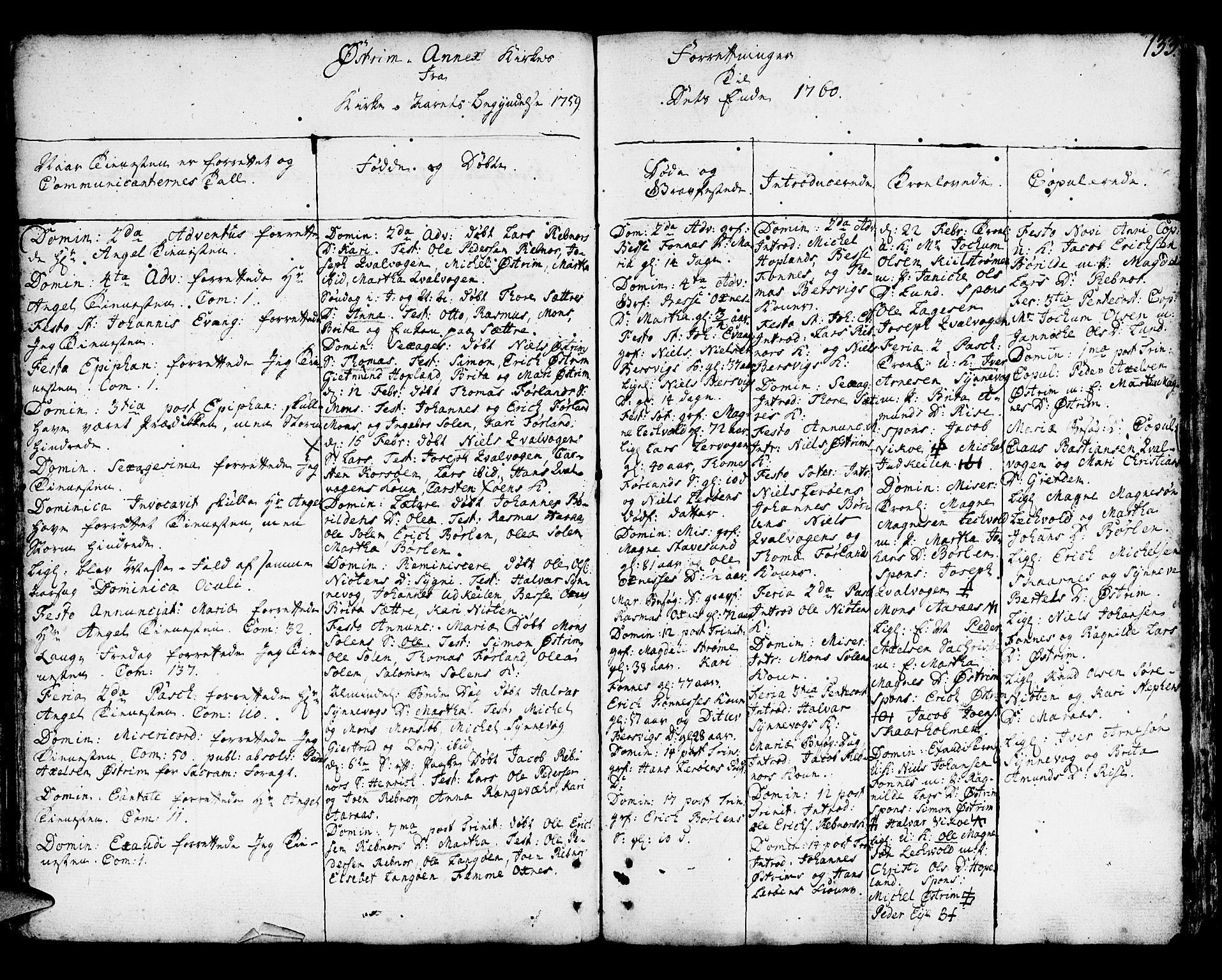 Lindås Sokneprestembete, SAB/A-76701/H/Haa: Parish register (official) no. A 3, 1748-1764, p. 133