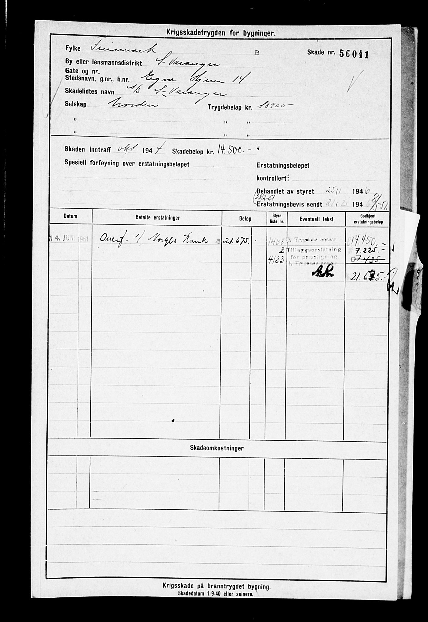 Krigsskadetrygdene for bygninger og løsøre, AV/RA-S-1548/V/L0014: --, 1940-1945, p. 109