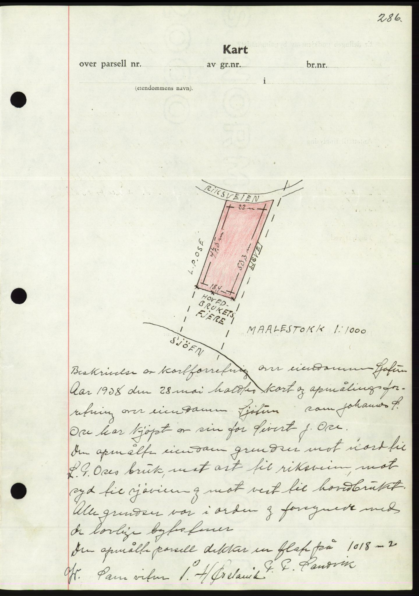 Søre Sunnmøre sorenskriveri, AV/SAT-A-4122/1/2/2C/L0065: Mortgage book no. 59, 1938-1938, Diary no: : 730/1938