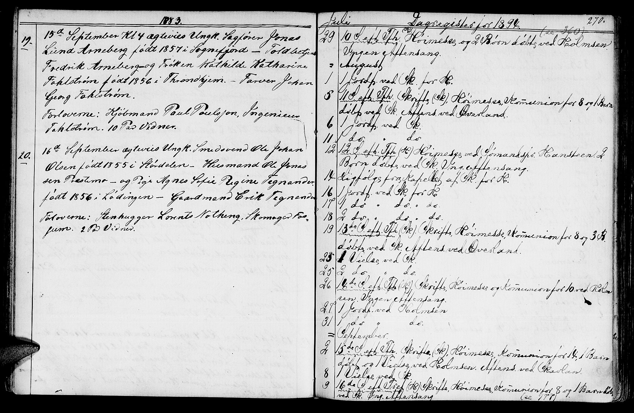 Ministerialprotokoller, klokkerbøker og fødselsregistre - Sør-Trøndelag, SAT/A-1456/602/L0142: Parish register (copy) no. 602C10, 1872-1894, p. 270