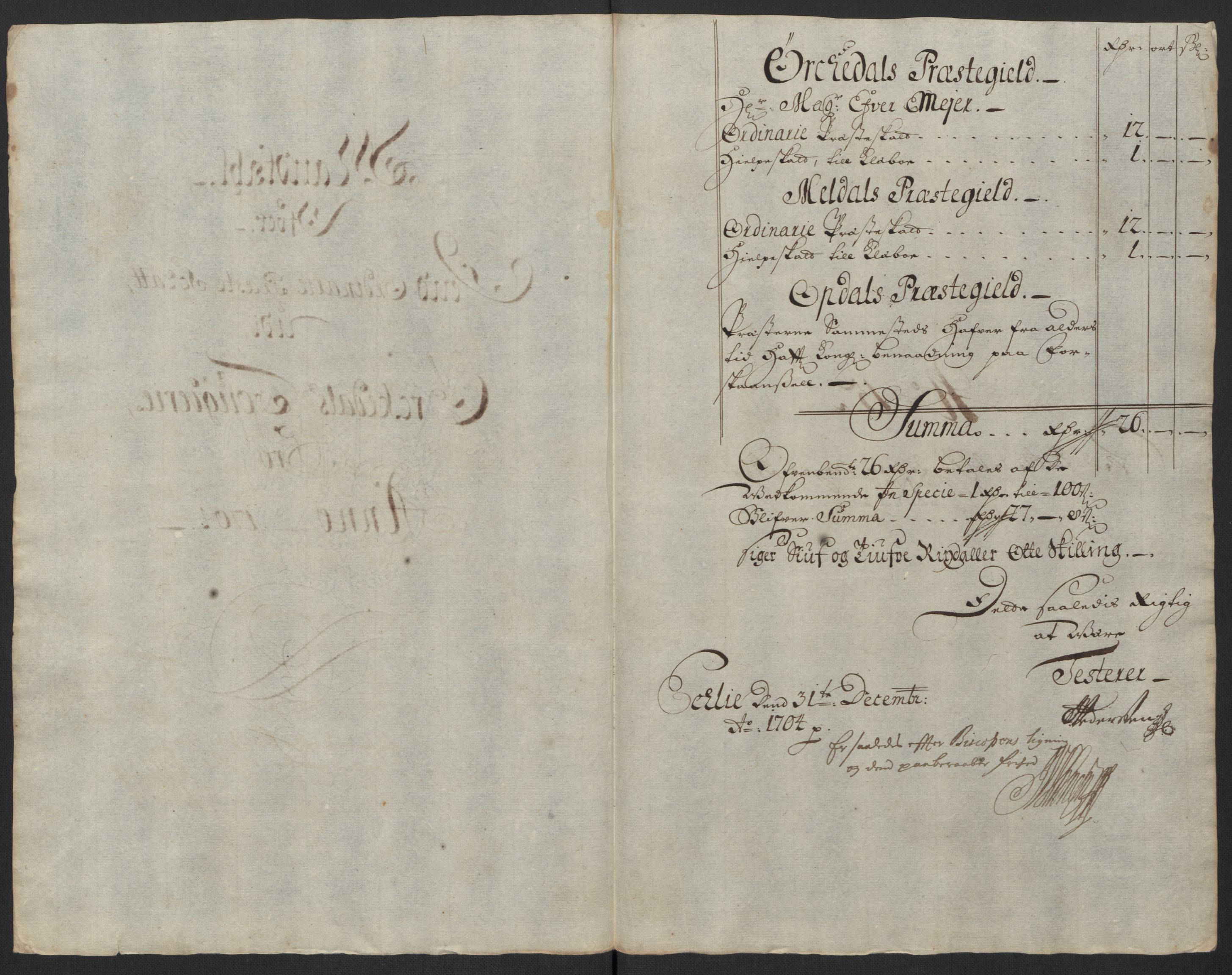 Rentekammeret inntil 1814, Reviderte regnskaper, Fogderegnskap, RA/EA-4092/R60/L3954: Fogderegnskap Orkdal og Gauldal, 1704, p. 181