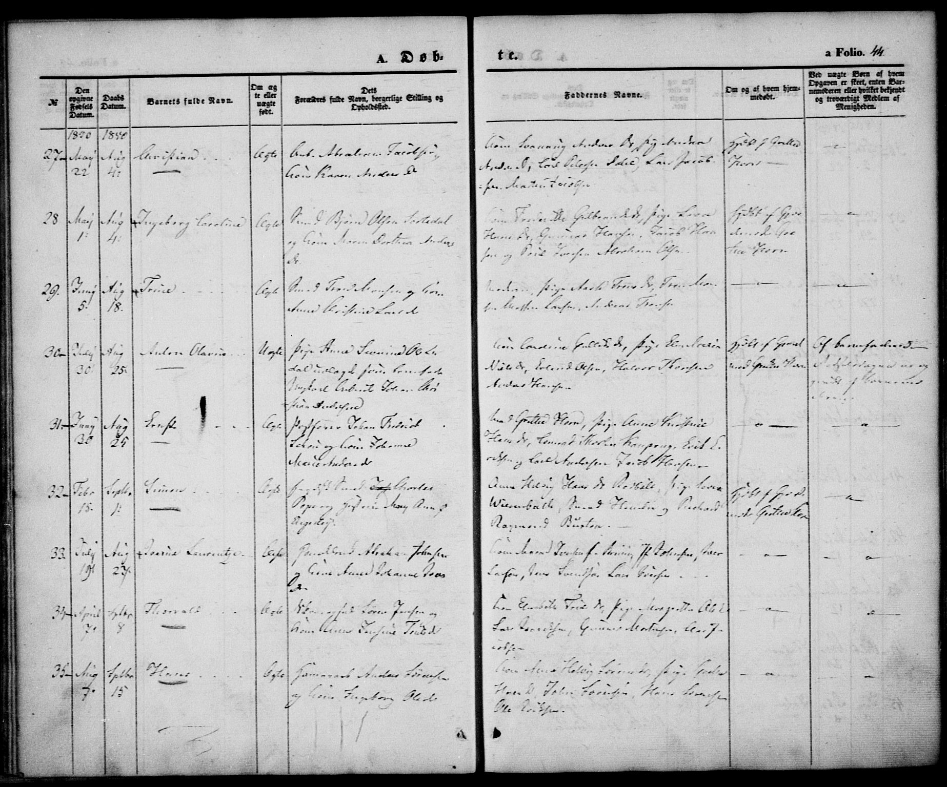 Larvik kirkebøker, AV/SAKO-A-352/F/Fb/L0003: Parish register (official) no. II 3, 1842-1856, p. 44