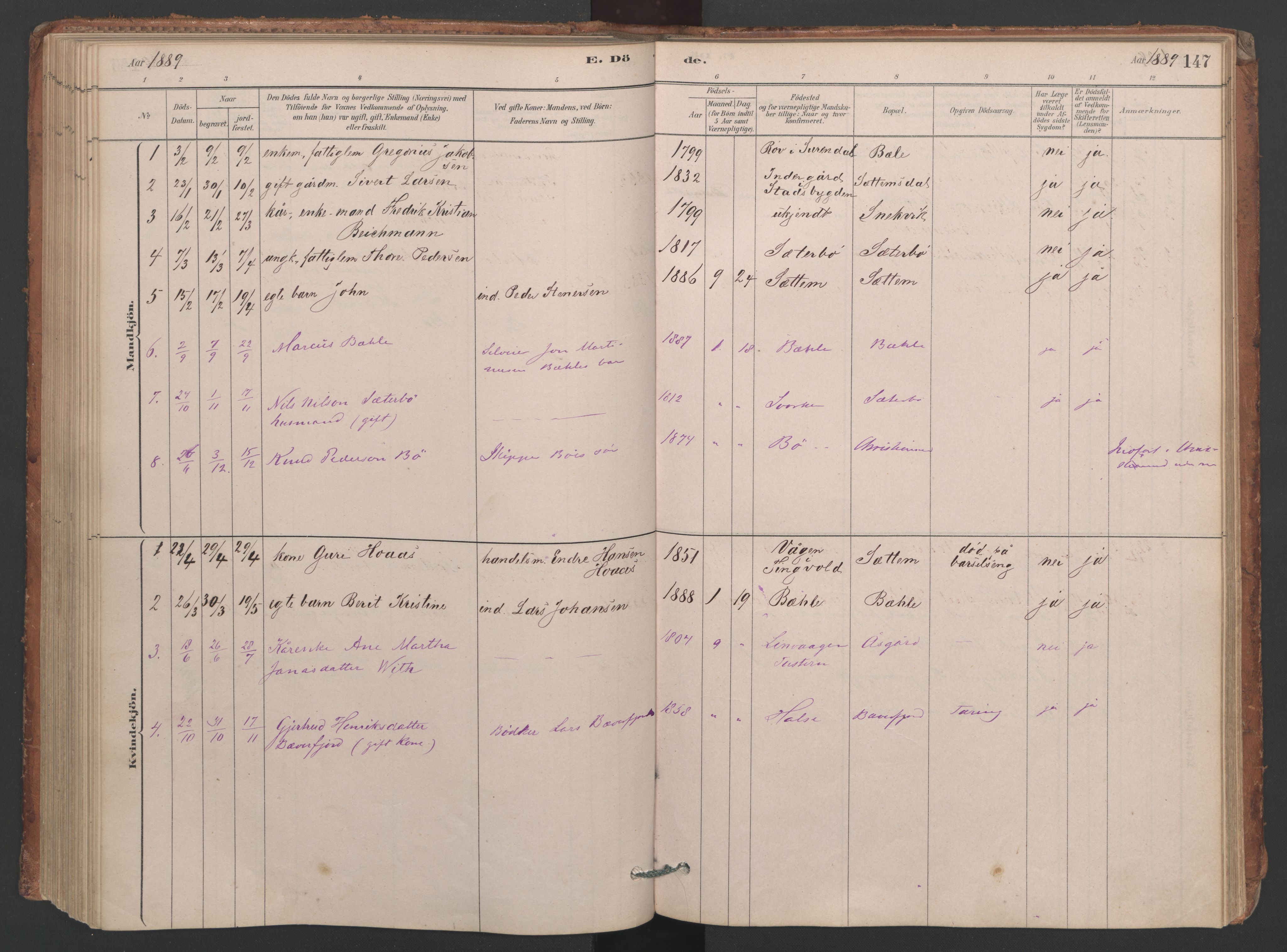 Ministerialprotokoller, klokkerbøker og fødselsregistre - Møre og Romsdal, AV/SAT-A-1454/594/L1036: Parish register (official) no. 594A02 (?), 1879-1910, p. 147