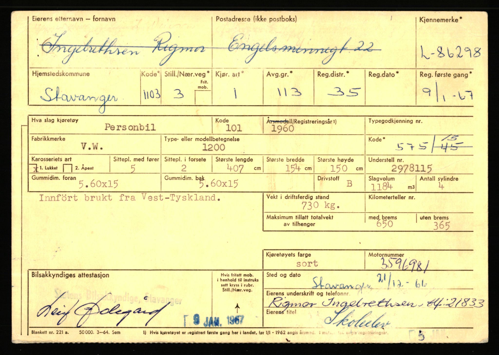 Stavanger trafikkstasjon, AV/SAST-A-101942/0/F/L0073: L-84100 - L-86499, 1930-1971, p. 2309