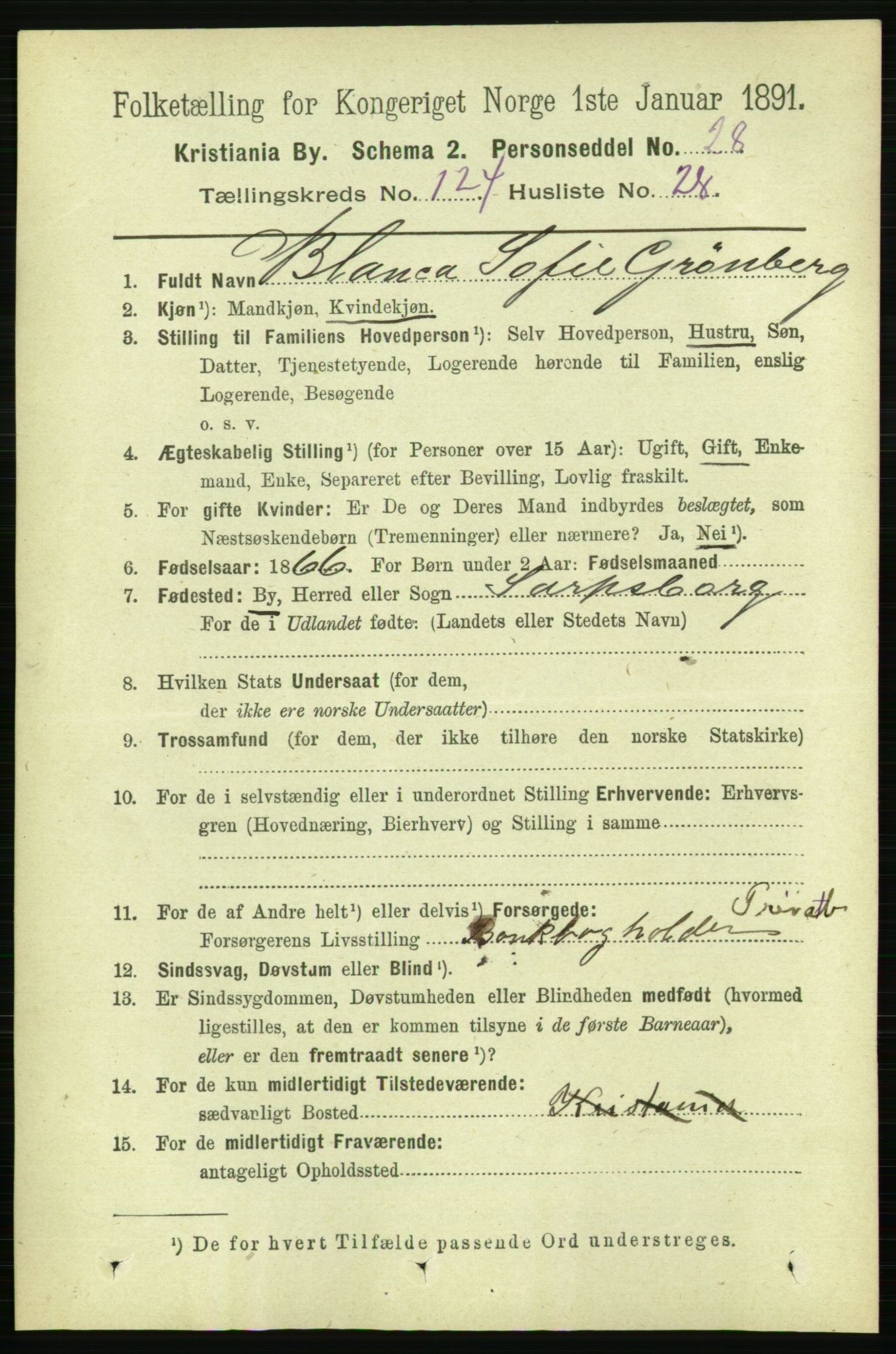 RA, 1891 census for 0301 Kristiania, 1891, p. 66061