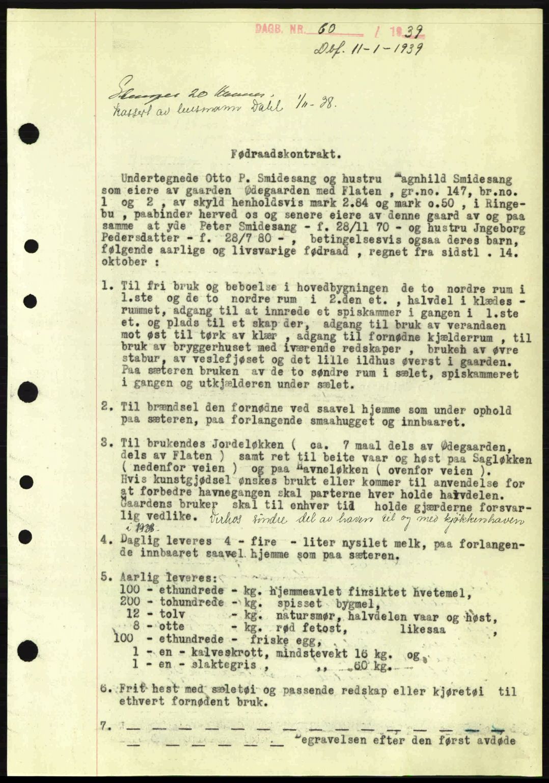 Sør-Gudbrandsdal tingrett, SAH/TING-004/H/Hb/Hbe/L0001: Mortgage book no. B1, 1936-1939, Diary no: : 60/1939