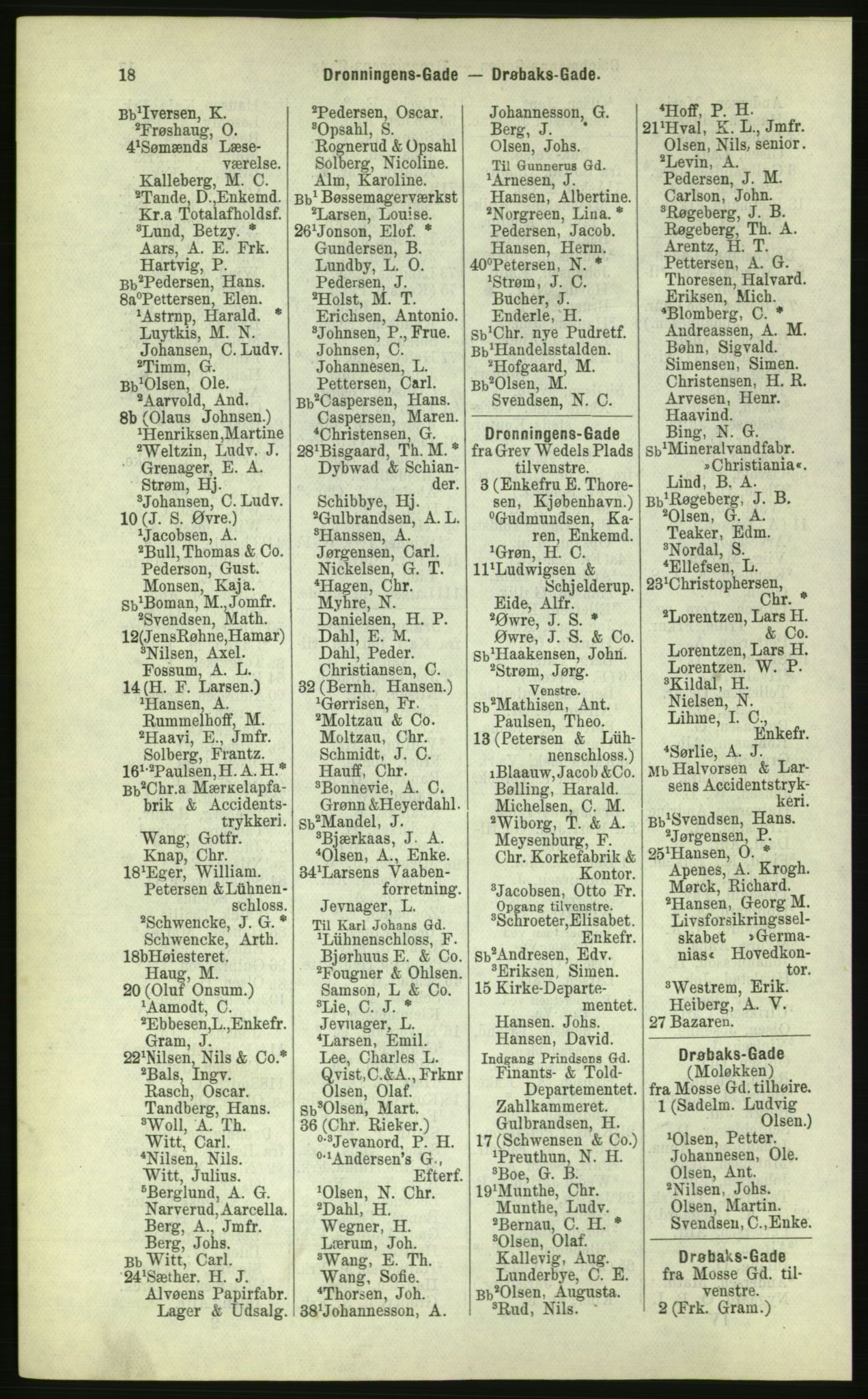 Kristiania/Oslo adressebok, PUBL/-, 1884, p. 18