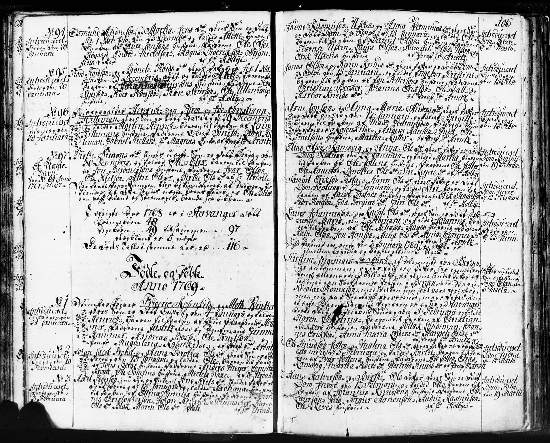 Domkirken sokneprestkontor, SAST/A-101812/001/30/30BB/L0004: Parish register (copy) no. B 4, 1752-1790, p. 106