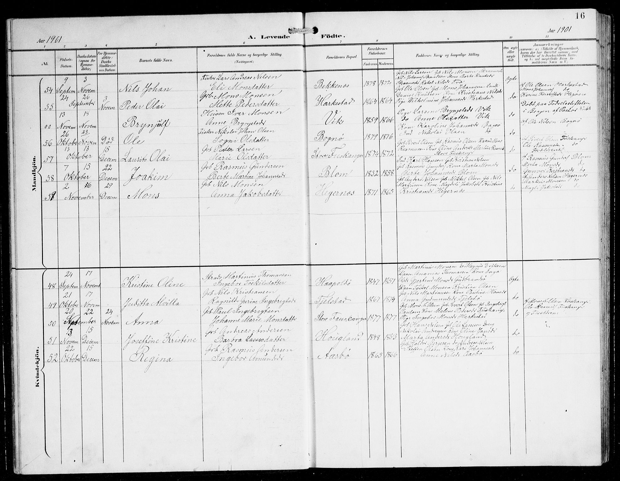Herdla Sokneprestembete, AV/SAB-A-75701/H/Hab: Parish register (copy) no. C 1, 1900-1913, p. 16