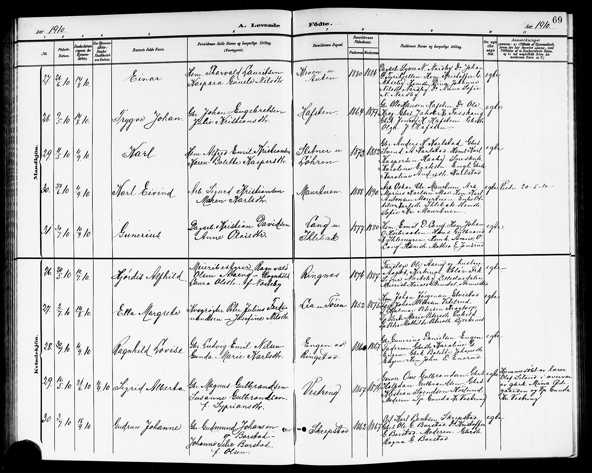 Høland prestekontor Kirkebøker, AV/SAO-A-10346a/G/Ga/L0007: Parish register (copy) no. I 7, 1902-1914, p. 69