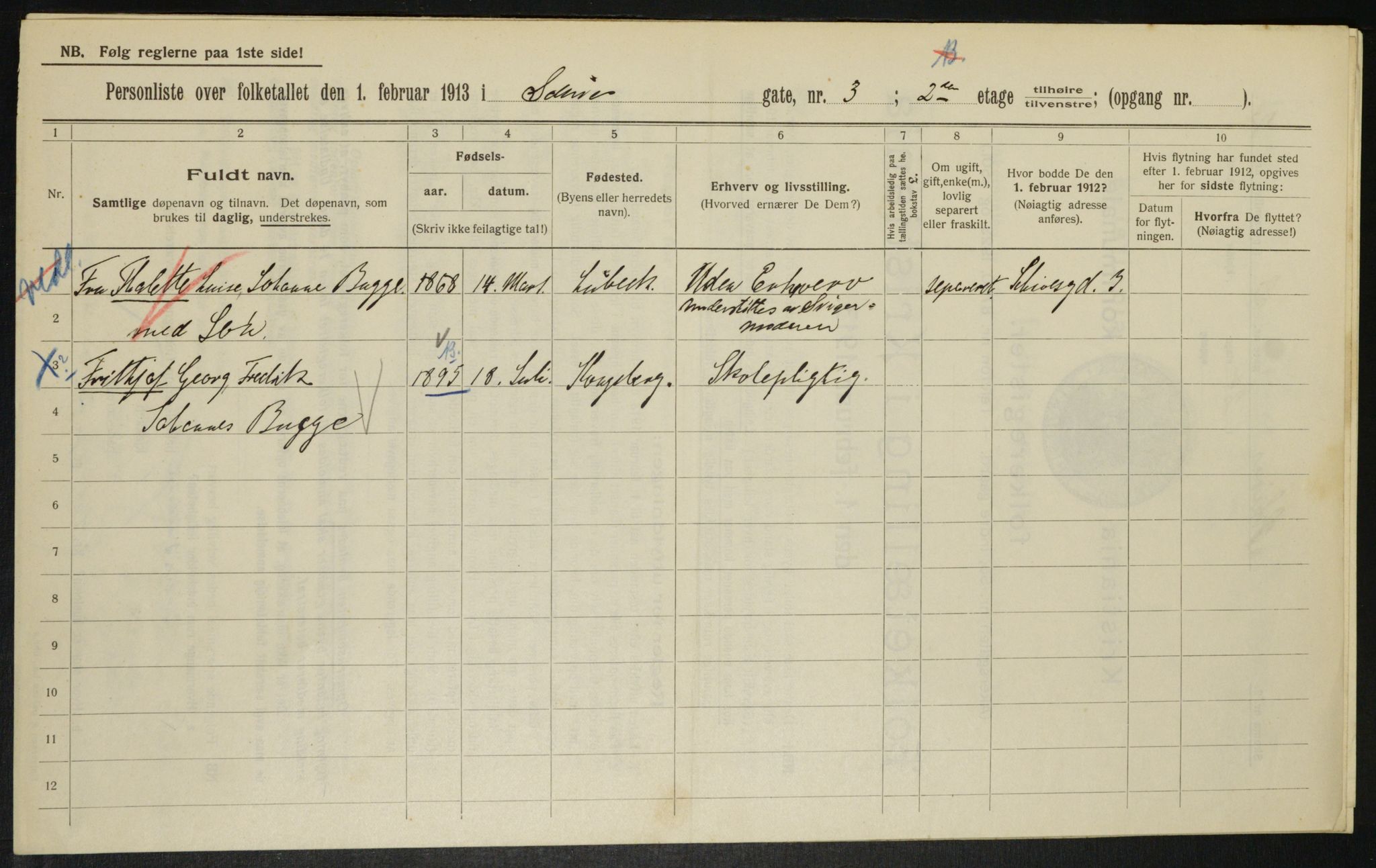 OBA, Municipal Census 1913 for Kristiania, 1913, p. 89554