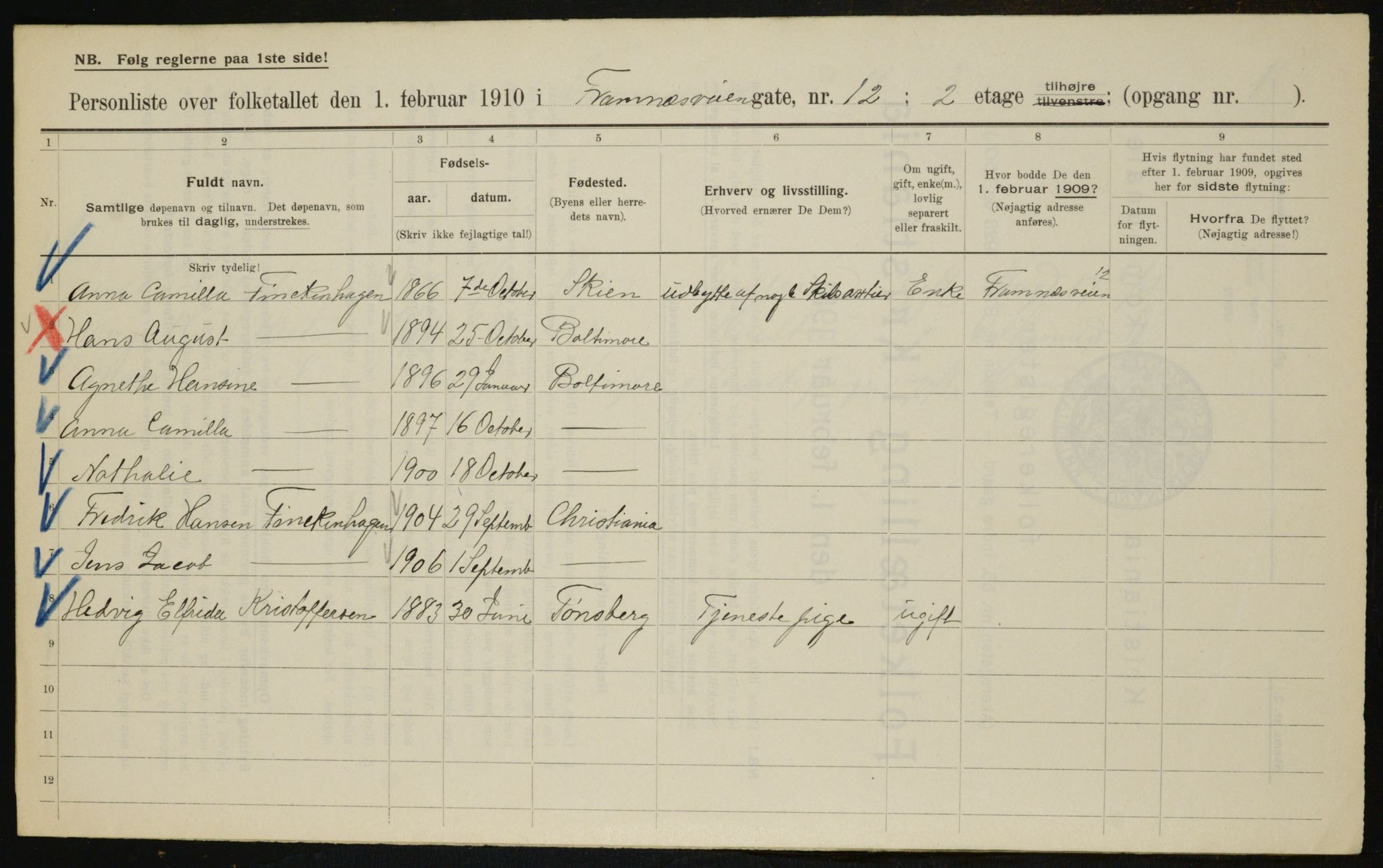 OBA, Municipal Census 1910 for Kristiania, 1910, p. 23977