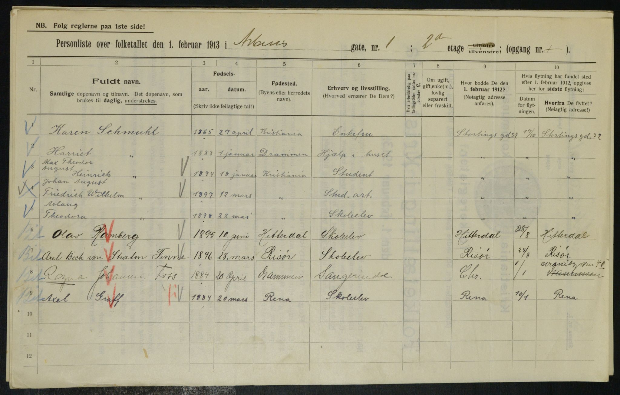 OBA, Municipal Census 1913 for Kristiania, 1913, p. 1425