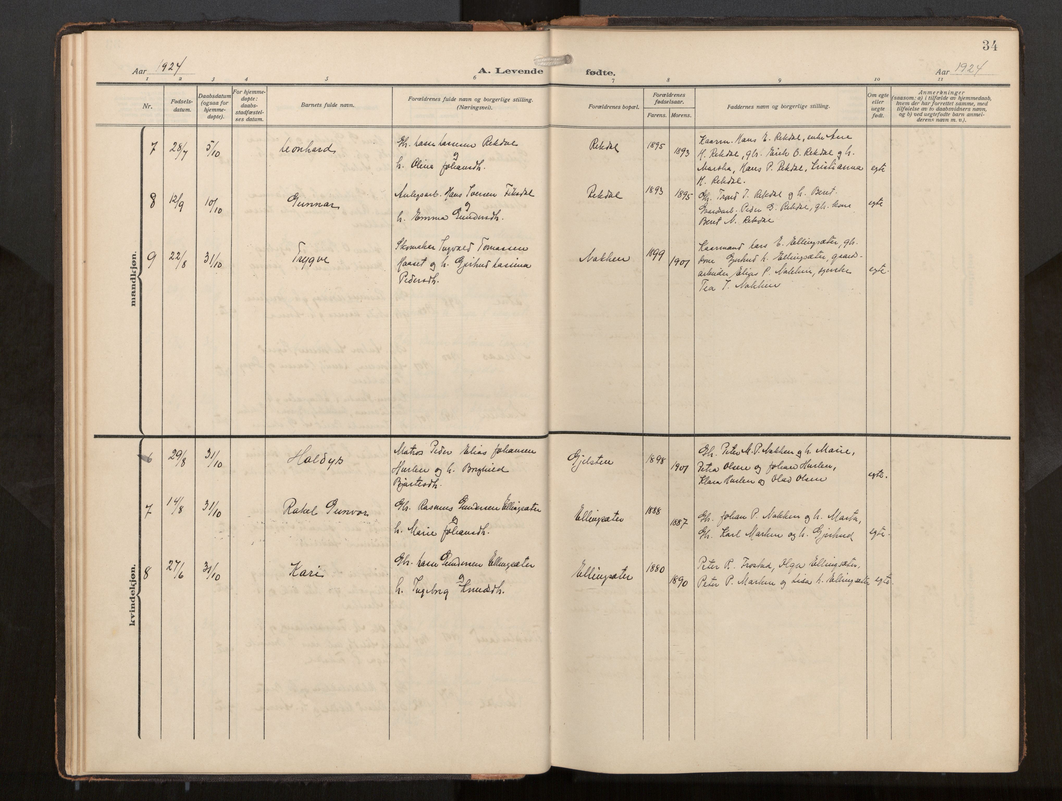 Ministerialprotokoller, klokkerbøker og fødselsregistre - Møre og Romsdal, AV/SAT-A-1454/540/L0540b: Parish register (official) no. 540A03, 1909-1932, p. 34