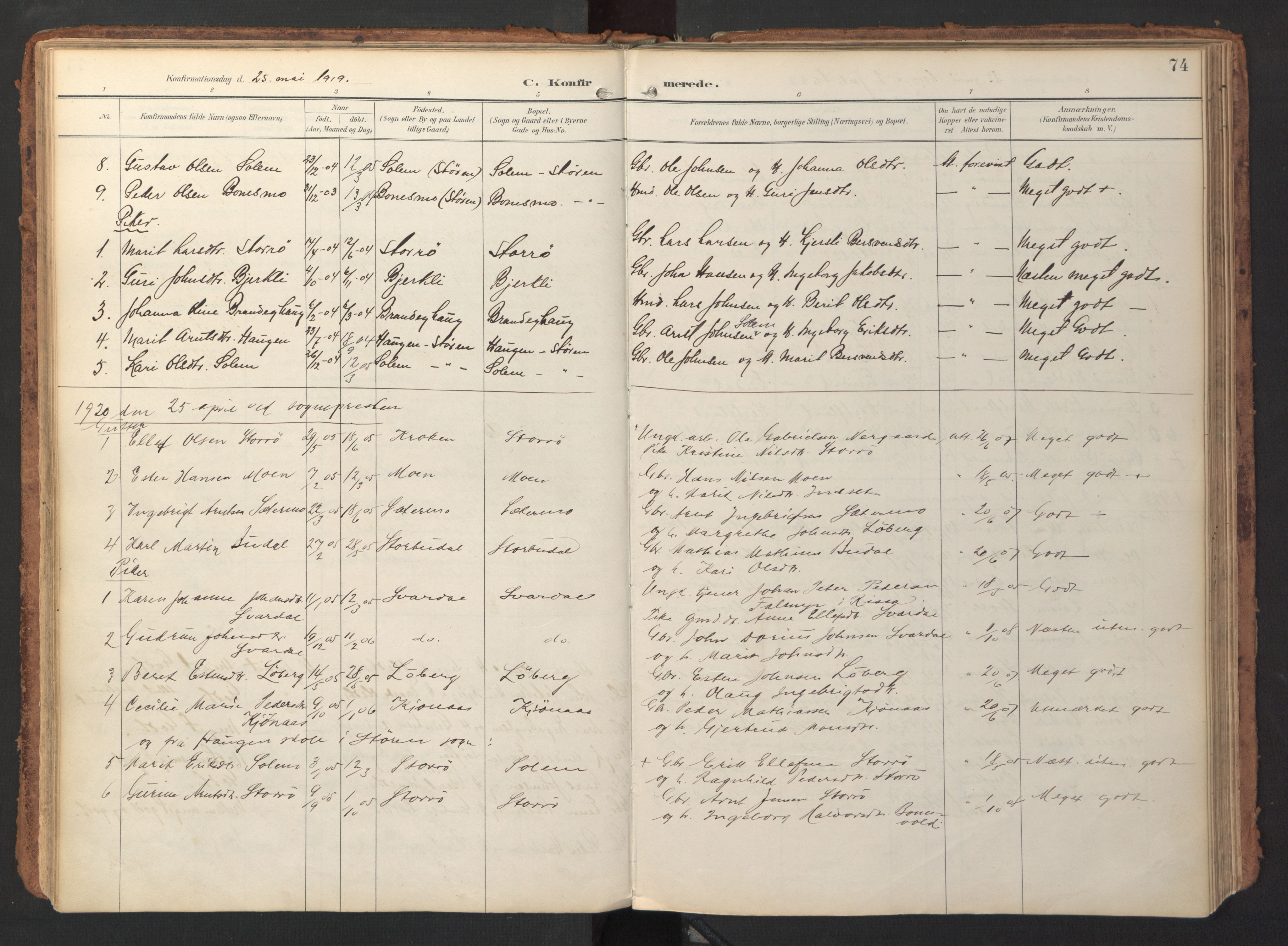 Ministerialprotokoller, klokkerbøker og fødselsregistre - Sør-Trøndelag, SAT/A-1456/690/L1050: Parish register (official) no. 690A01, 1889-1929, p. 74