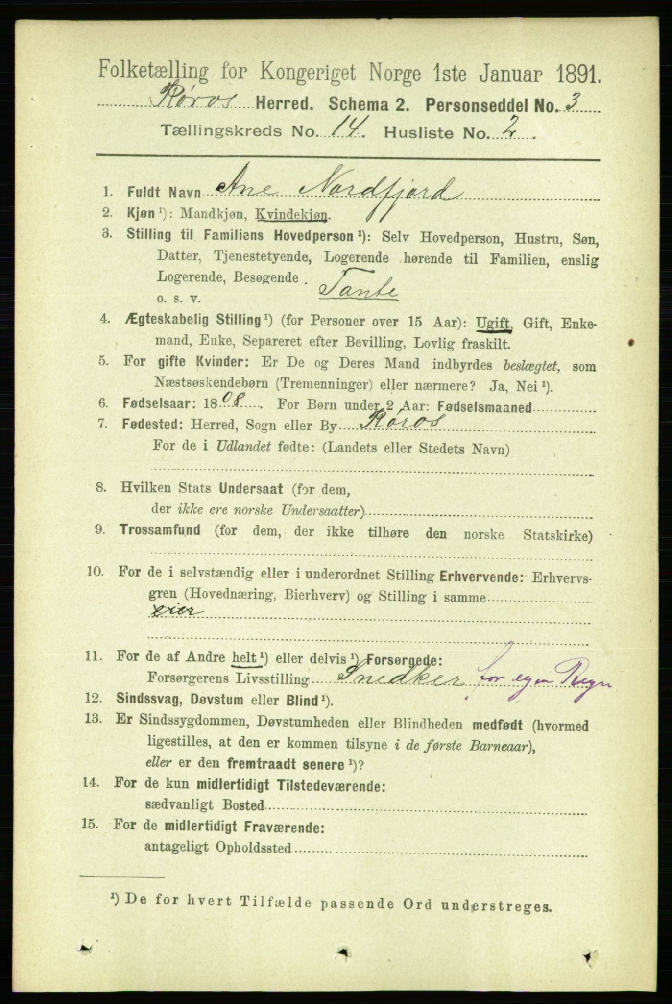 RA, 1891 census for 1640 Røros, 1891, p. 2883