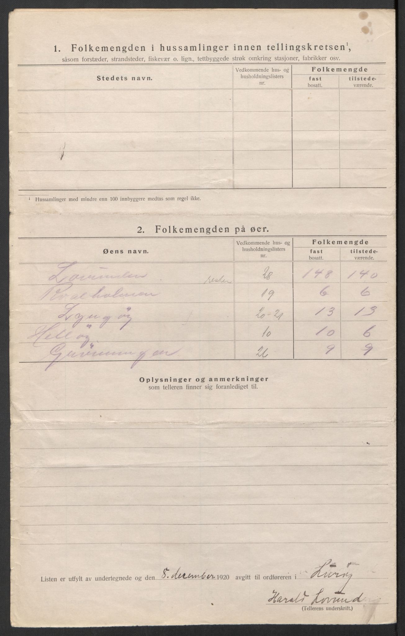 SAT, 1920 census for Lurøy, 1920, p. 10