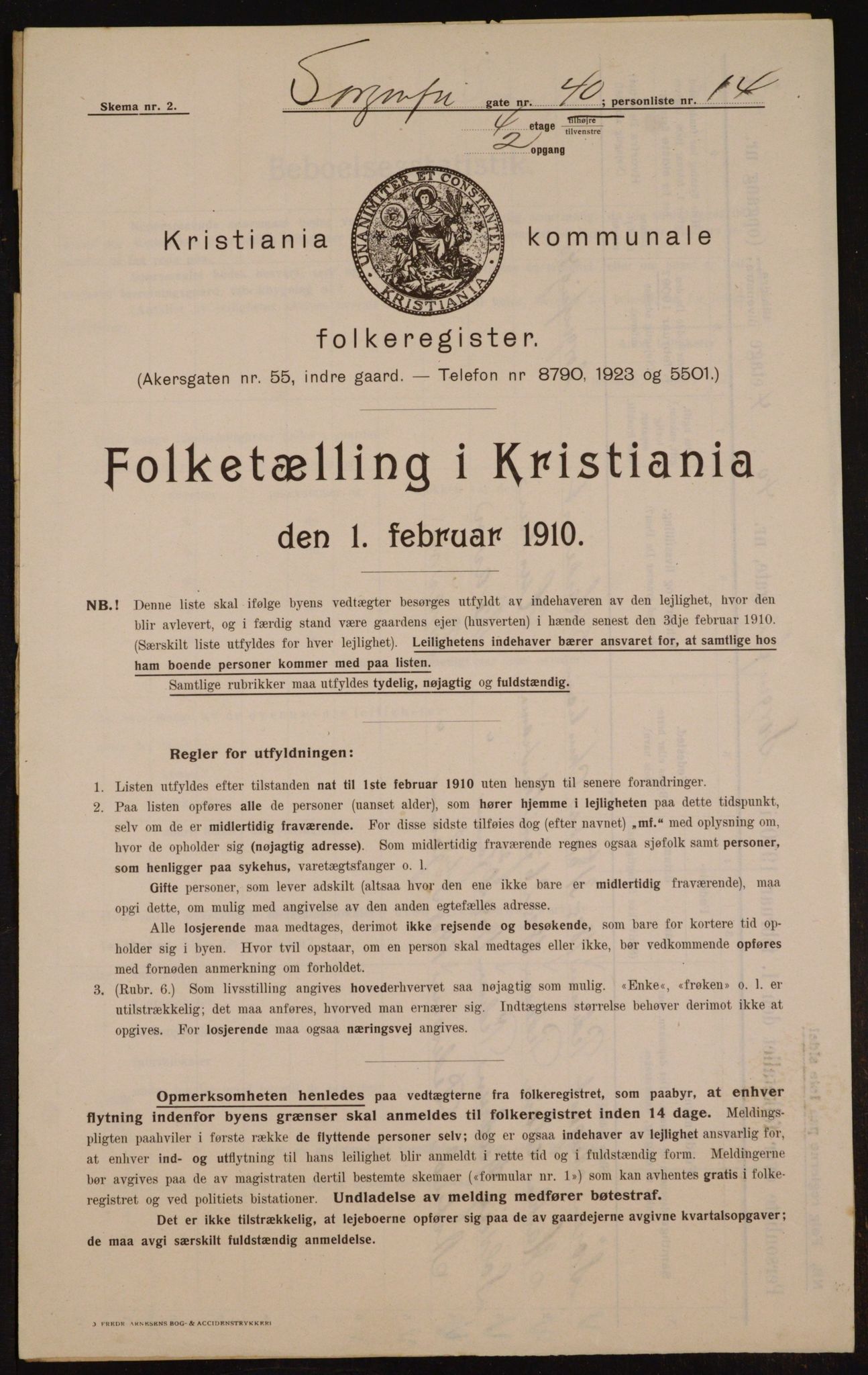 OBA, Municipal Census 1910 for Kristiania, 1910, p. 95508