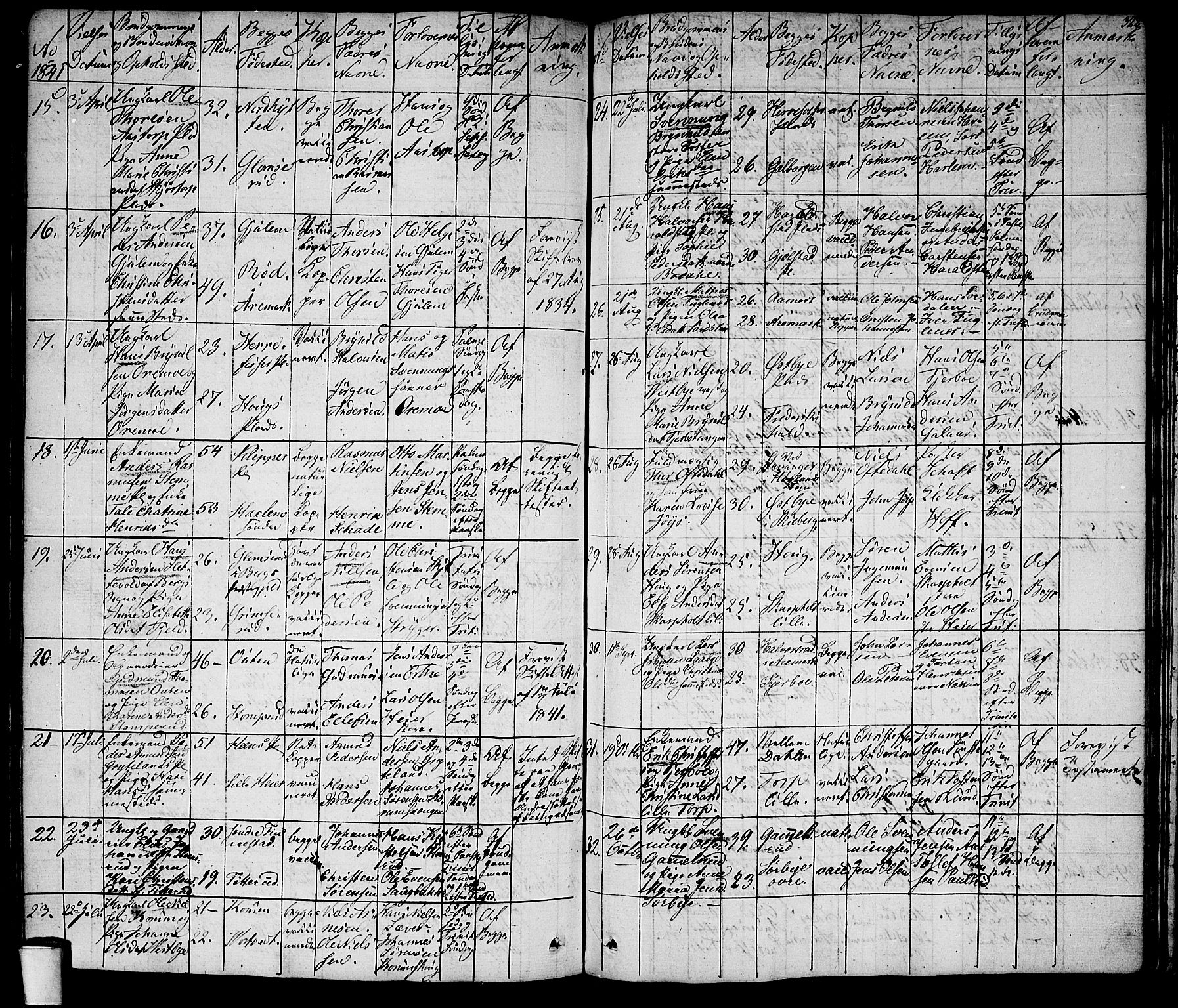 Rakkestad prestekontor Kirkebøker, SAO/A-2008/F/Fa/L0007: Parish register (official) no. I 7, 1825-1841, p. 322