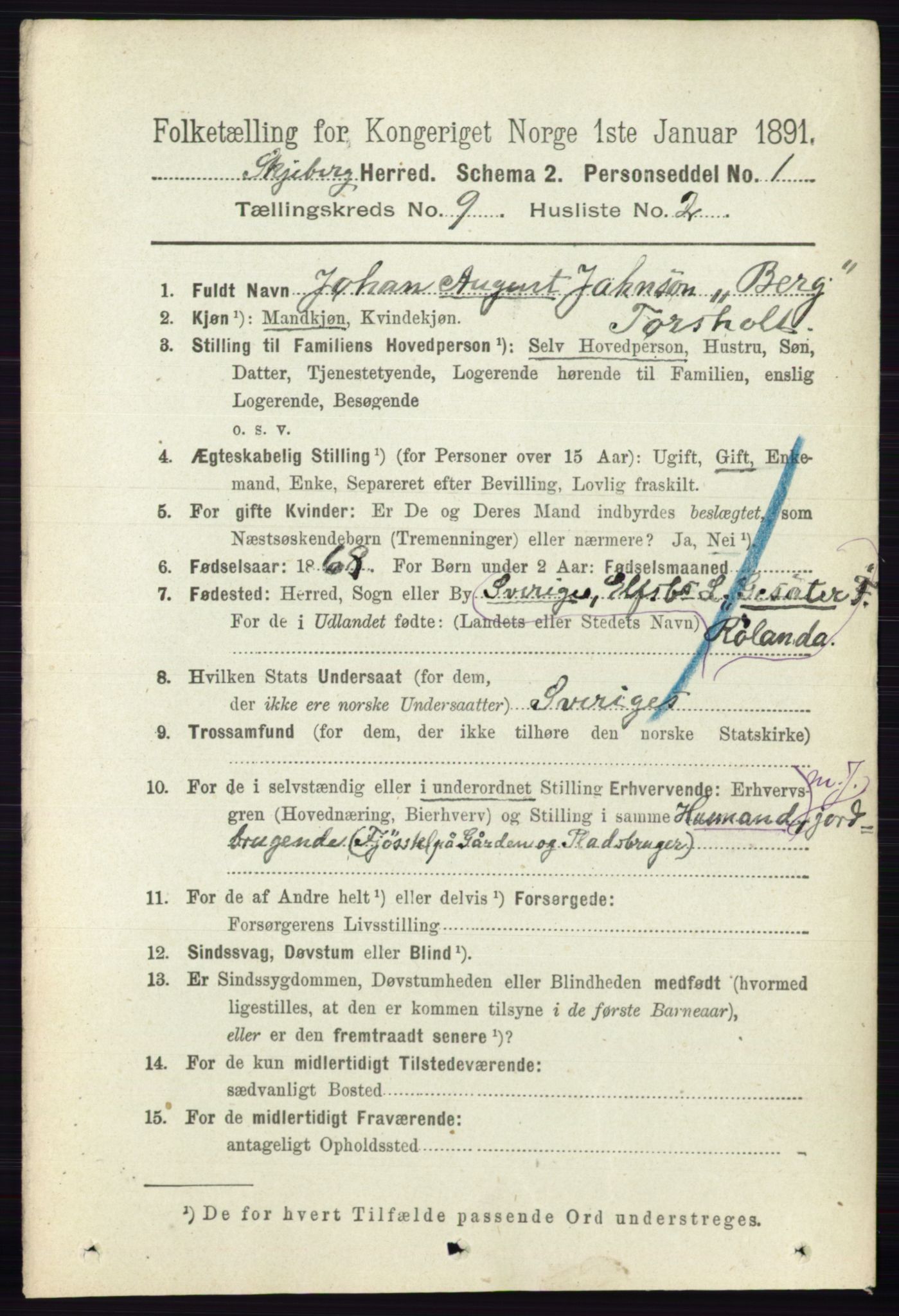 RA, 1891 census for 0115 Skjeberg, 1891, p. 4673